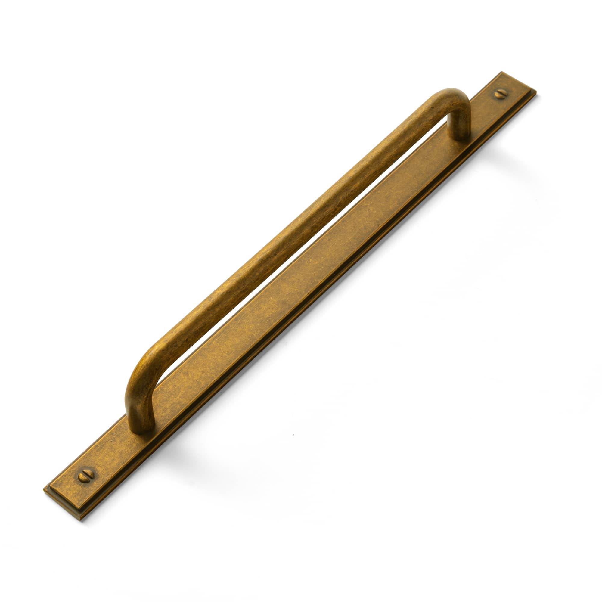 Goo-Ki Antique Brass / G026 / 7.6'' Hole Center 2 Pack Modern Geometric Zinc Alloy Cabinet Pulls with Back Plate Sleek Curved Sturdy Cabinet Handles