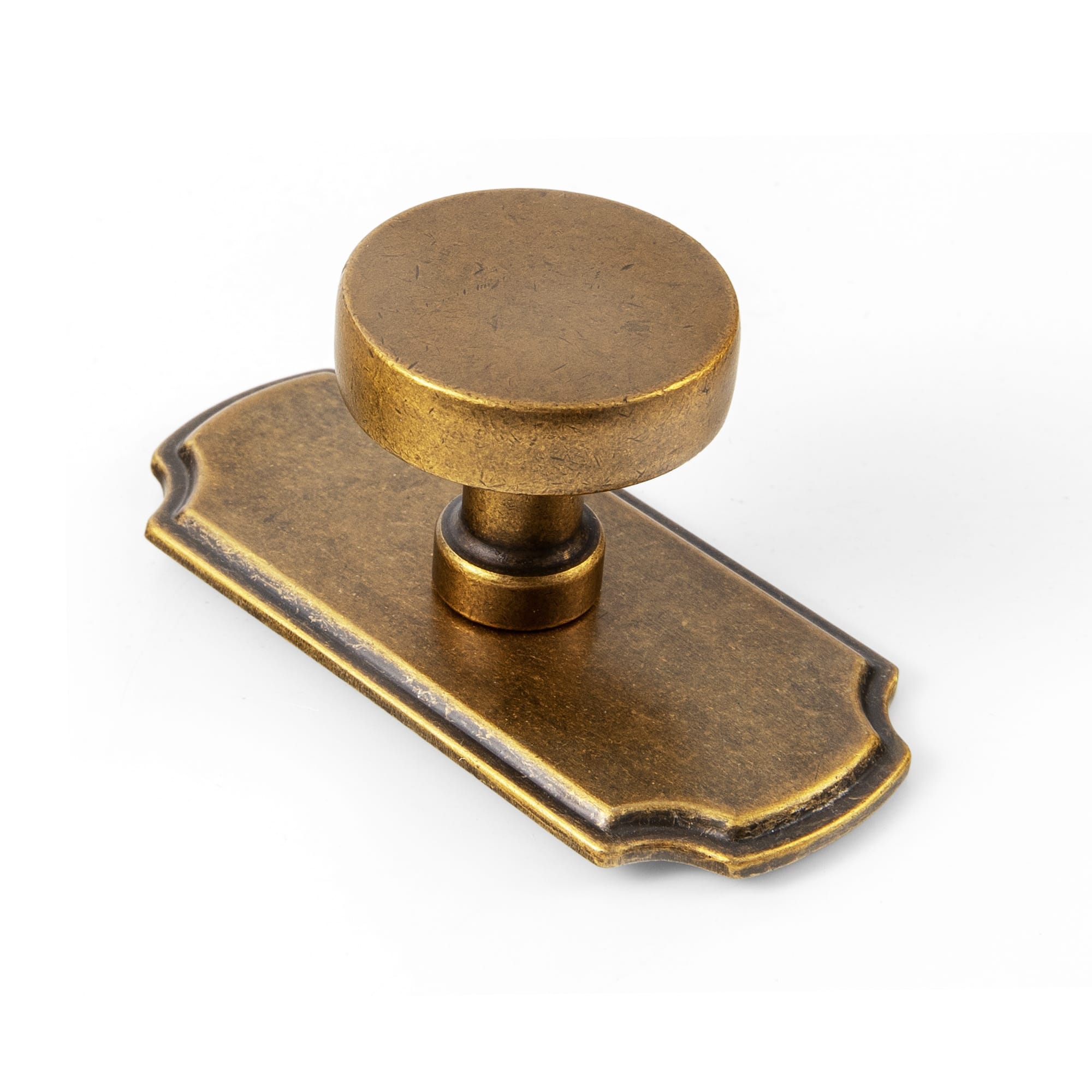 Goo-Ki Antique Brass / G031 / 1.2'' Knob 6 Pack Vintage Brass Zinc Alloy Cabinet Knob with Back Plate Single Hole Center Kitchen Hardware
