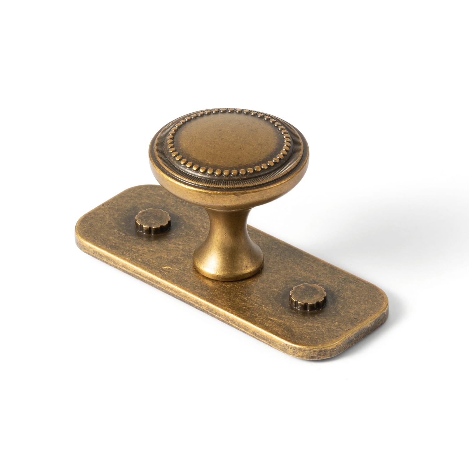 Goo-Ki Antique Brass / G032 / 6 Pack Antique Brass Zinc Alloy Cabinet Knob with Delicate Decorative Back Plate Set