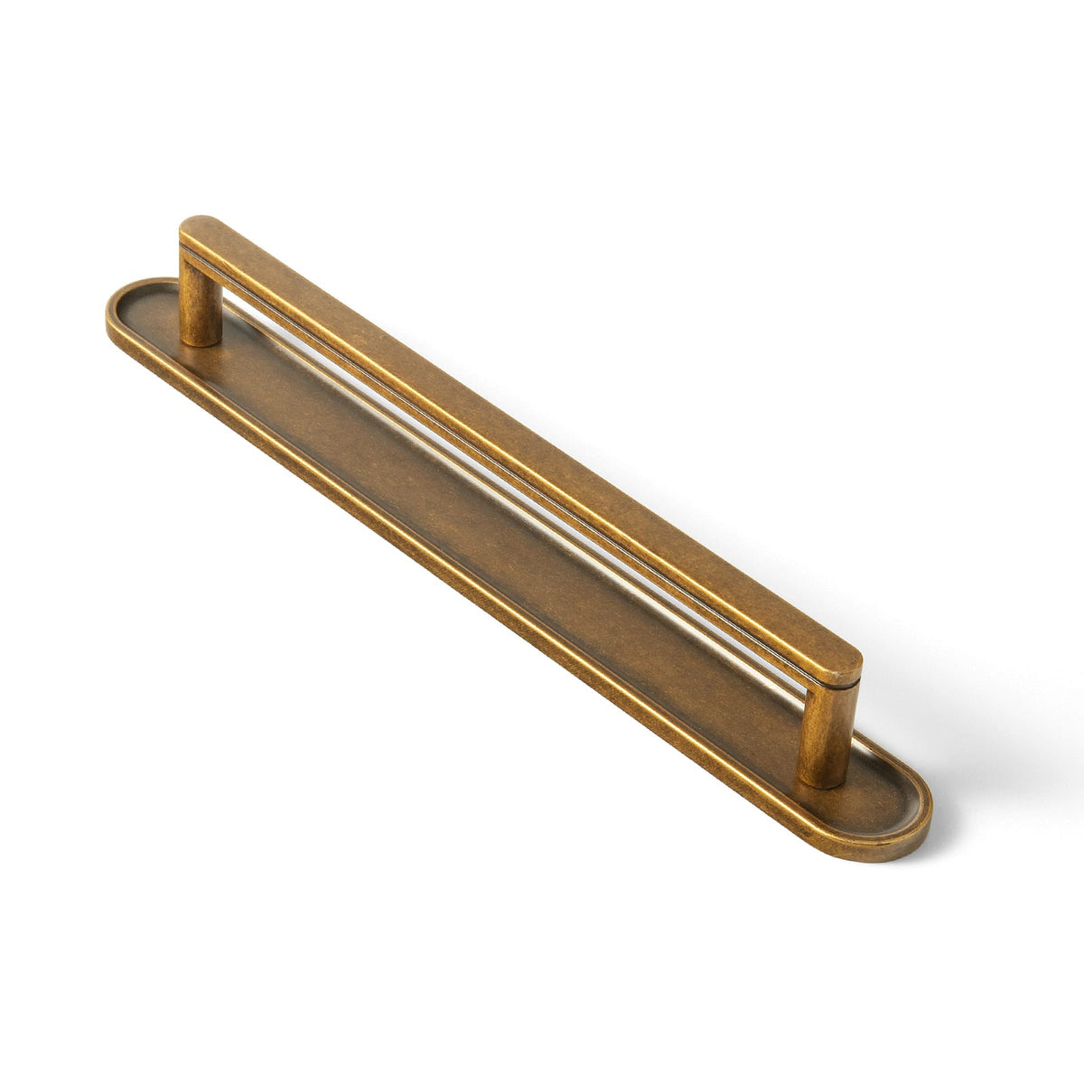 Goo-Ki Antique Brass / G033 / 7.6'' Hole Center 2 Pack Cabinet Handles with Back Plate Vintage Kitchen Drawer Pulls with Subtle Curves