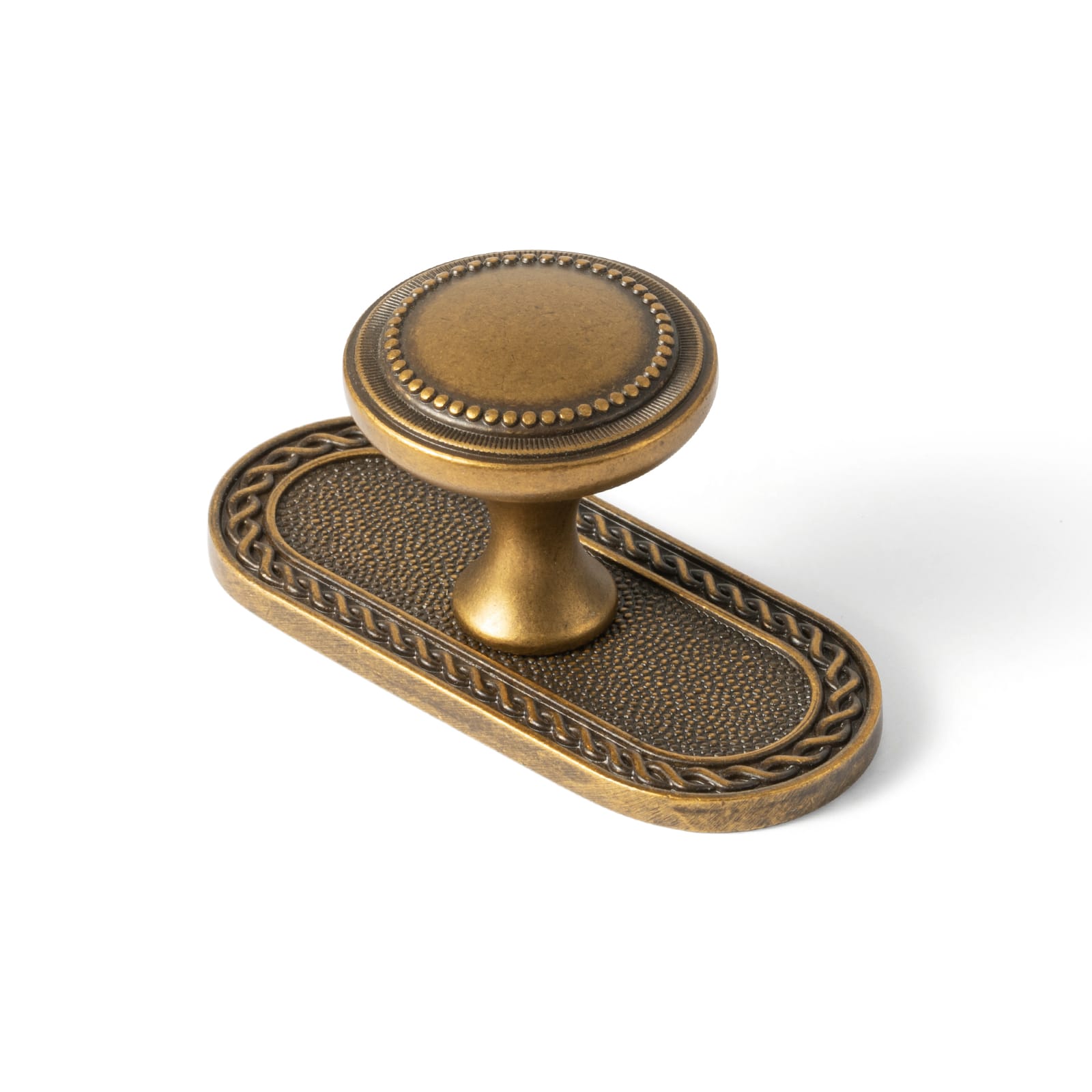 Goo-Ki Antique Brass / G034 / 6 Pack Antique Brass Zinc Alloy Cabinet Knob with Delicate Decorative Back Plate Set