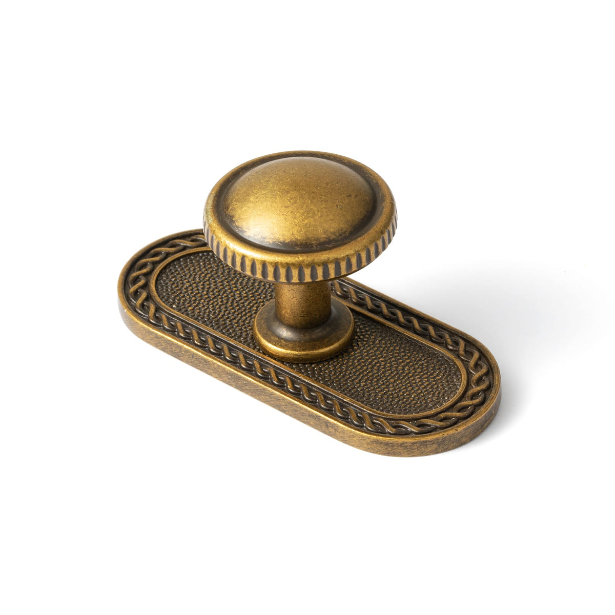 Goo-Ki Antique Brass / G034 / 6 Pack Knurled Rim Round Cabinet Knobs, Solid Zinc Alloy Mushroom Drawer Knob for Cabinet Doors, Chest of Drawers