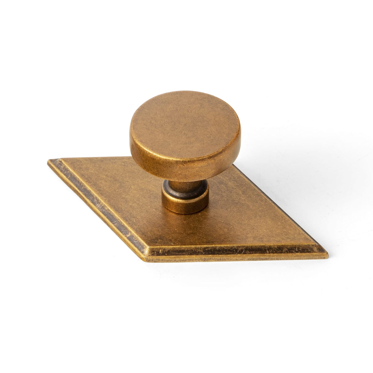 Goo-Ki Antique Brass / G035 / 1.2'' Knob 6 Pack Vintage Brass Zinc Alloy Cabinet Knob with Back Plate Single Hole Center Kitchen Hardware