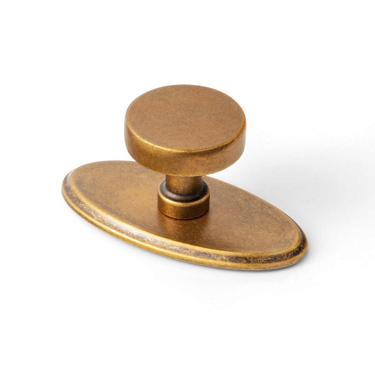 Goo-Ki Antique Brass / G036 / 1.2'' Knob 6 Pack Vintage Brass Zinc Alloy Cabinet Knob with Back Plate Single Hole Center Kitchen Hardware