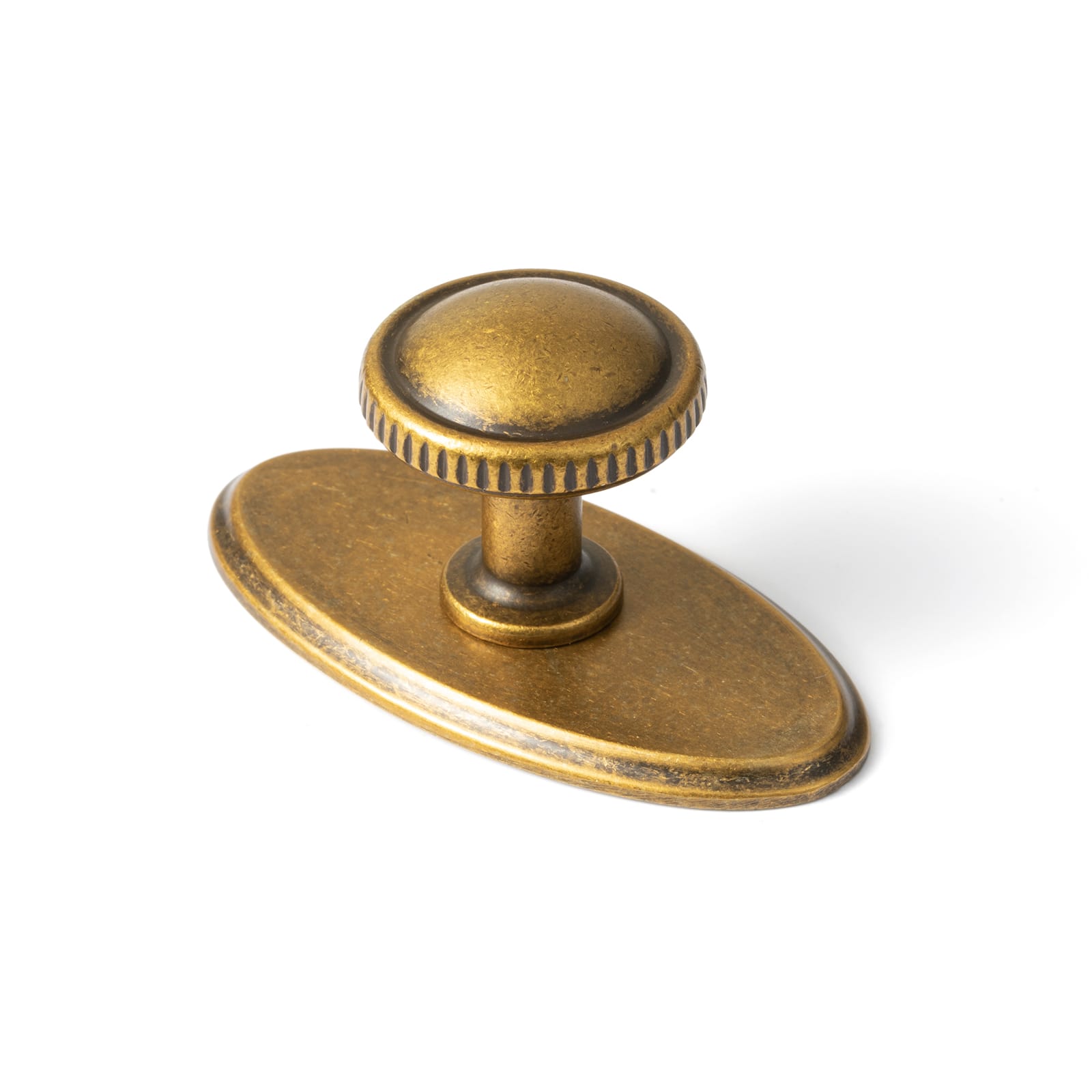 Goo-Ki Antique Brass / G036 / 6 Pack Knurled Rim Round Cabinet Knobs, Solid Zinc Alloy Mushroom Drawer Knob for Cabinet Doors, Chest of Drawers