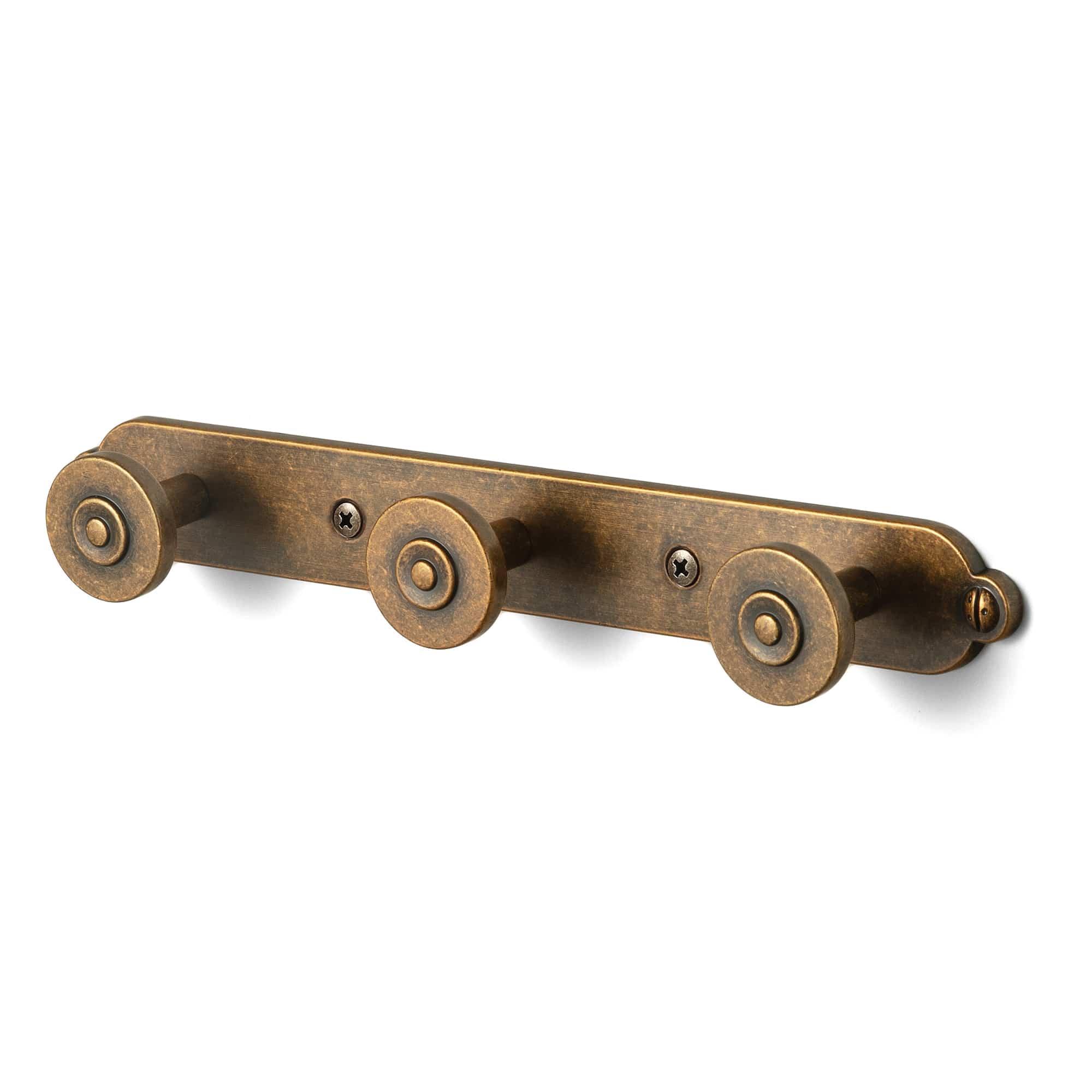 Goo-Ki Antique Brass / H013 / 3 Zinc Alloy Wall-Mounted Coat Hooks Decorative Multi-Hook Rail with Round Knobs Heavy-Duty Hanger Rail for Entryway, Bathroom & Bedroom