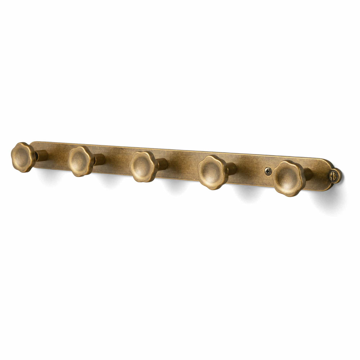 Goo-Ki Antique Brass / H013 / 5 Wall Mounted Zinc Alloy Floral Knob Coat Hook Rack, Decorative Robe Hook Rail for Home Storage & Decor
