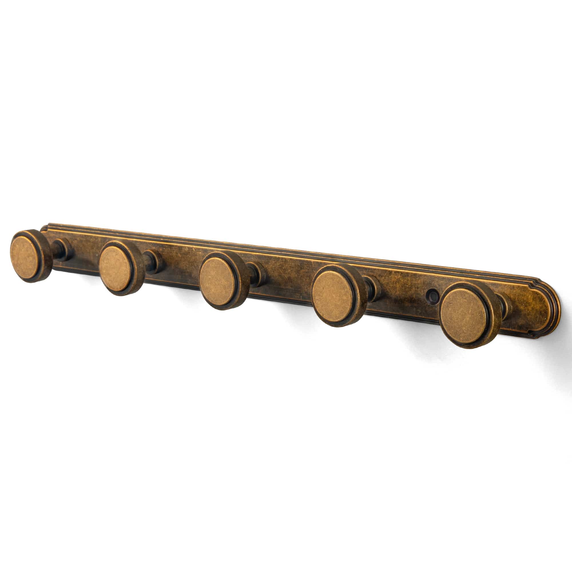 Goo-Ki Antique Brass / H014 / 5 Minimalist Round Knob Zinc Alloy Coat Hook Rail, Wall Mounted Robe Hanger for Coats, Towels & Accessories