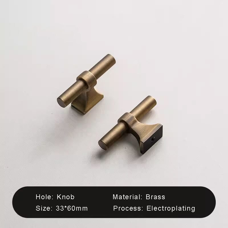 Goo-Ki Antique Brass / Knob / 1 Pack Luxury Stain Brass Furniture Handle Solid Brass Kitchen Cabinet Pull T Bar Handle