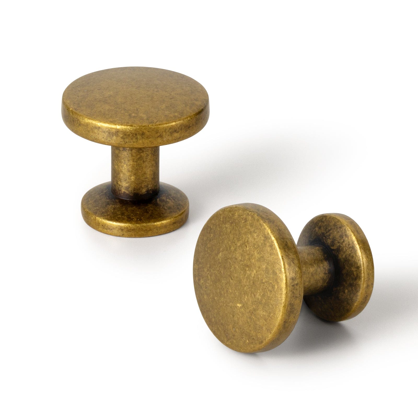 Goo-Ki Antique Brass / Knob / 12 Pack Vintage Cabinet Knobs with Cylindrical Stem Minimalist Dresser Hardware