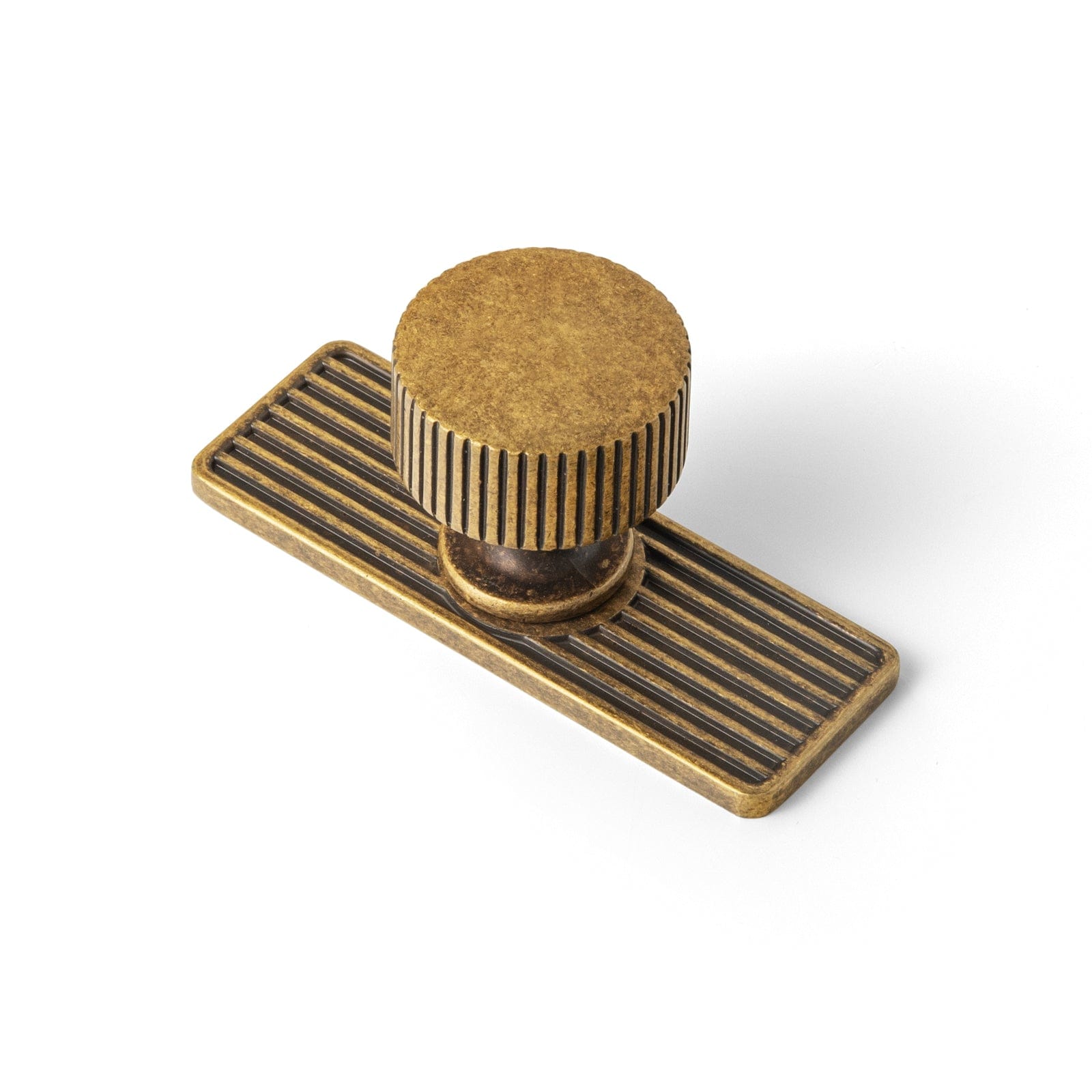 Goo-Ki Antique Brass / Knob / 2 Pack Striped Cabinet Pull Retro Brass Cabinet Handles Knobs with Back Plate