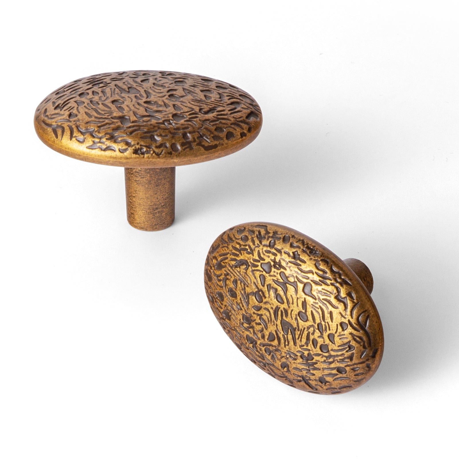 Goo-Ki Antique Brass / Knob / 6 Pack Classic Round Cabinet Knobs with Vintage Textured Design Durable Zinc Alloy Knobs with Ornate Patterns