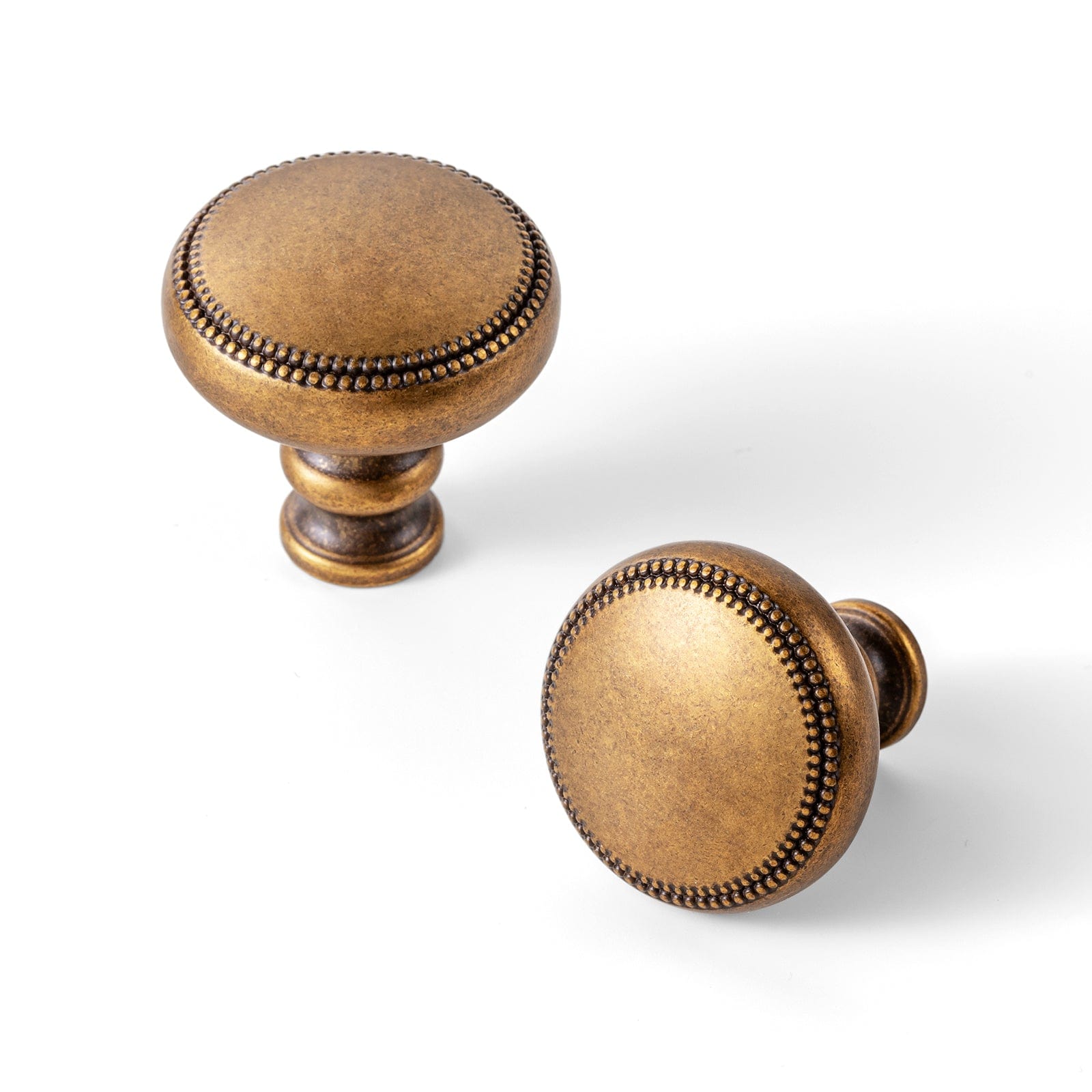 Goo-Ki Antique Brass / Knob / 6 Pack Classic Zinc Alloy Cabinet Knobs with Beaded Edge Vintage Style Drawer Hardware