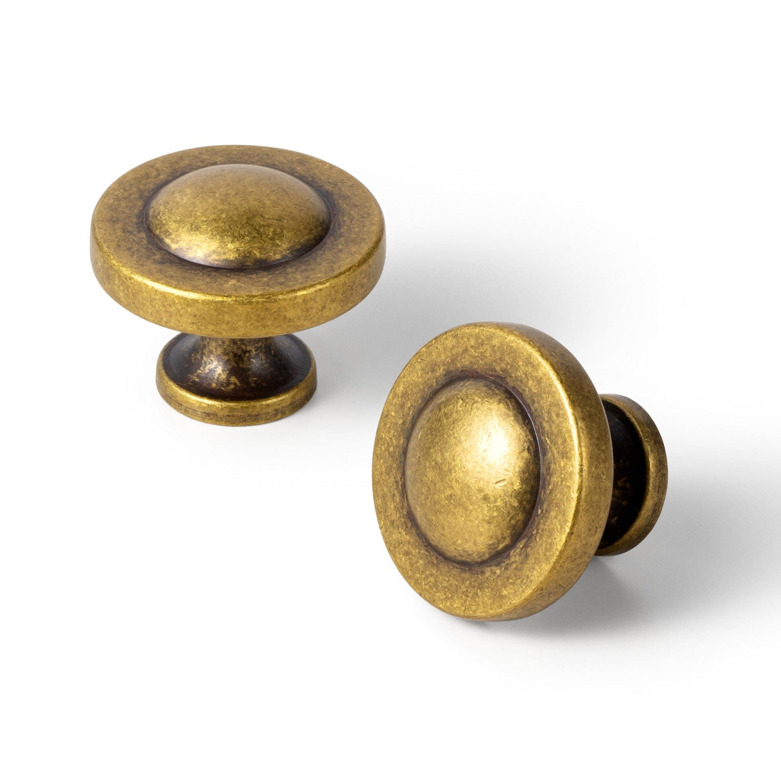 Goo-Ki Antique Brass / Knob / 6 Pack Domed Cabinet Knobs Vintage Distressed Contemporary Hardware for Kitchen Drawers