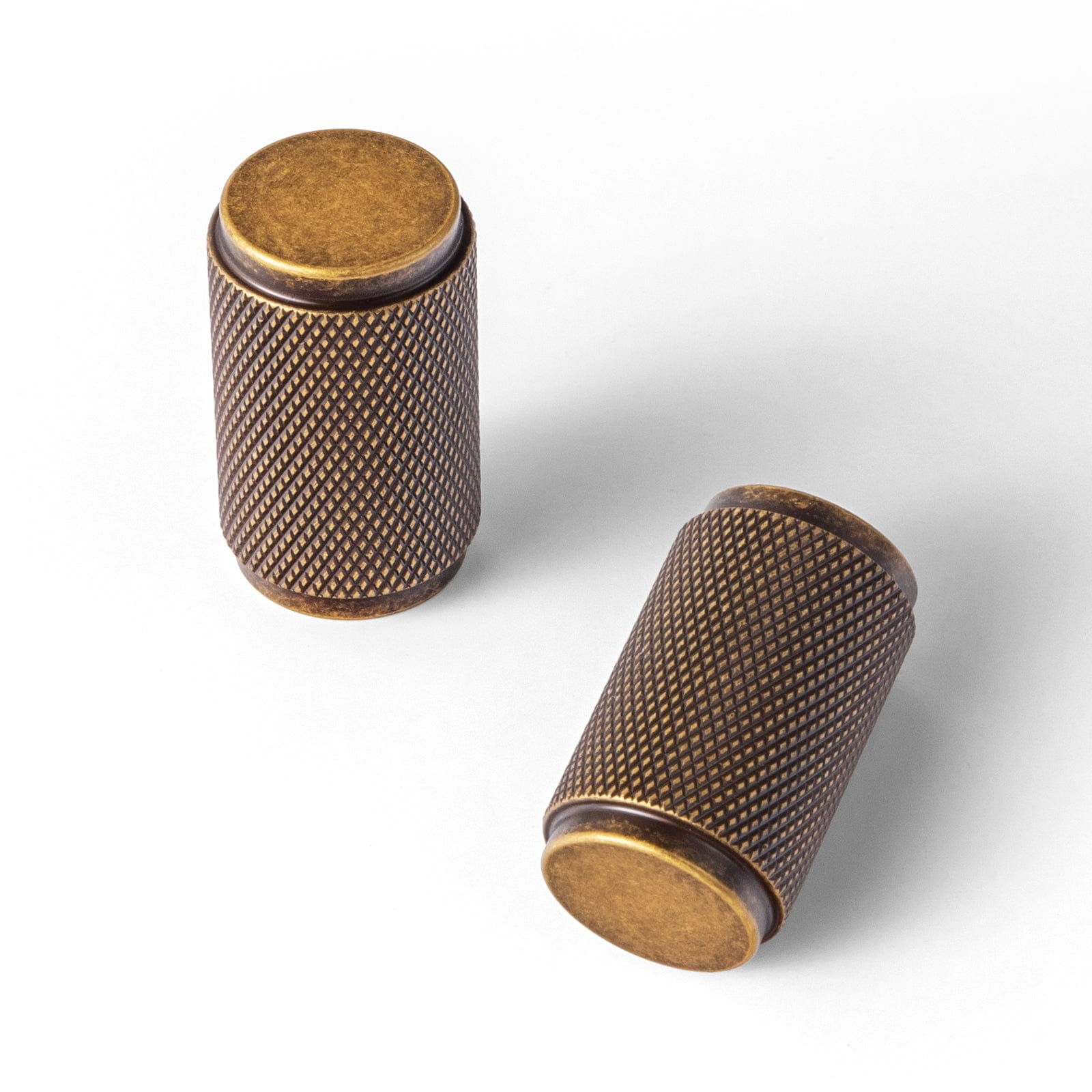Goo-Ki Antique Brass / Knob / 6 Pack Textured Cylindrical Retro Brass Pull Knobs Decorative Knurled Aluminum Cabinet Knobs