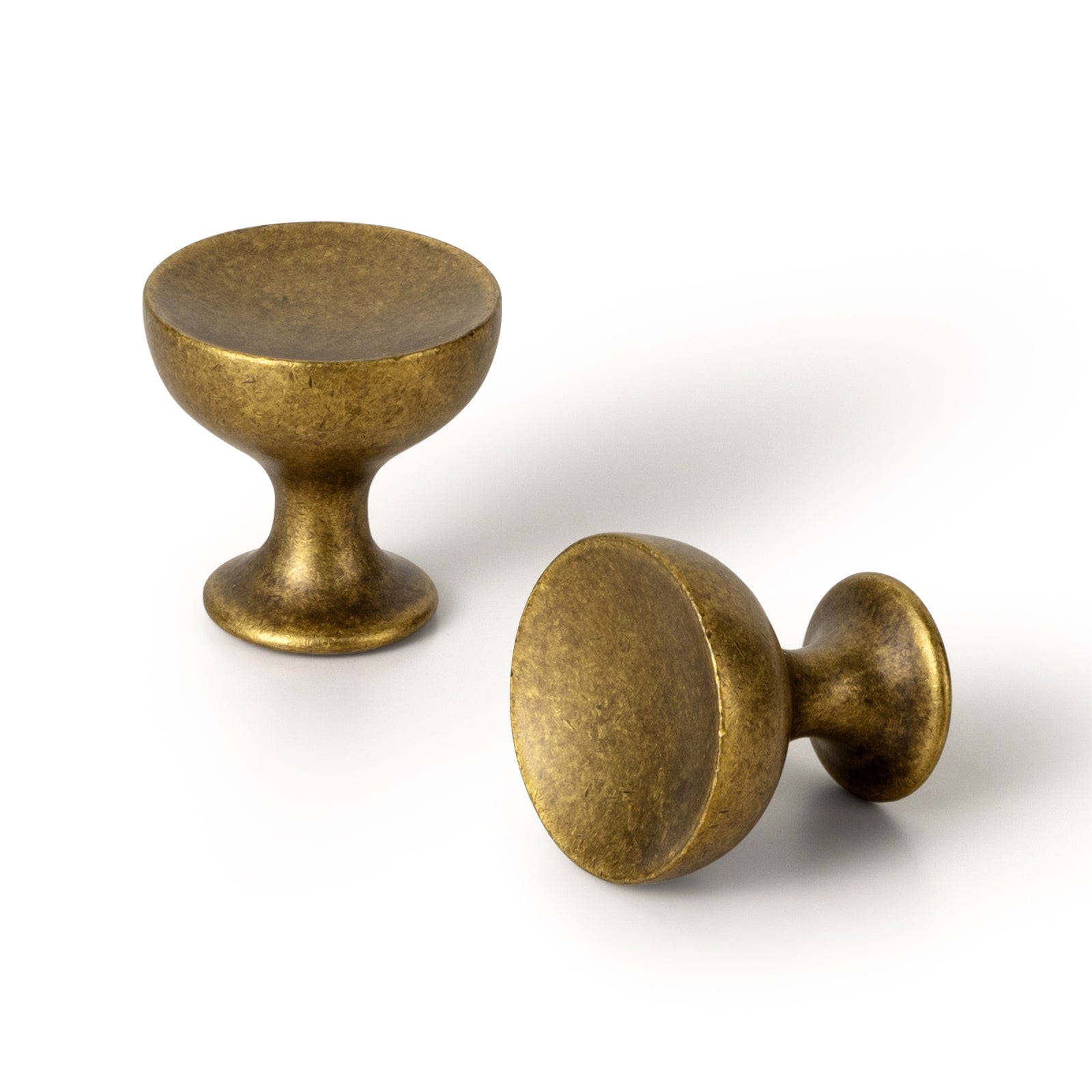 Goo-Ki Antique Brass / Knob / 6 Pack Vintage Round Cup Design with Rustic Patina Finish Retro Kitchen Drawer Knobs