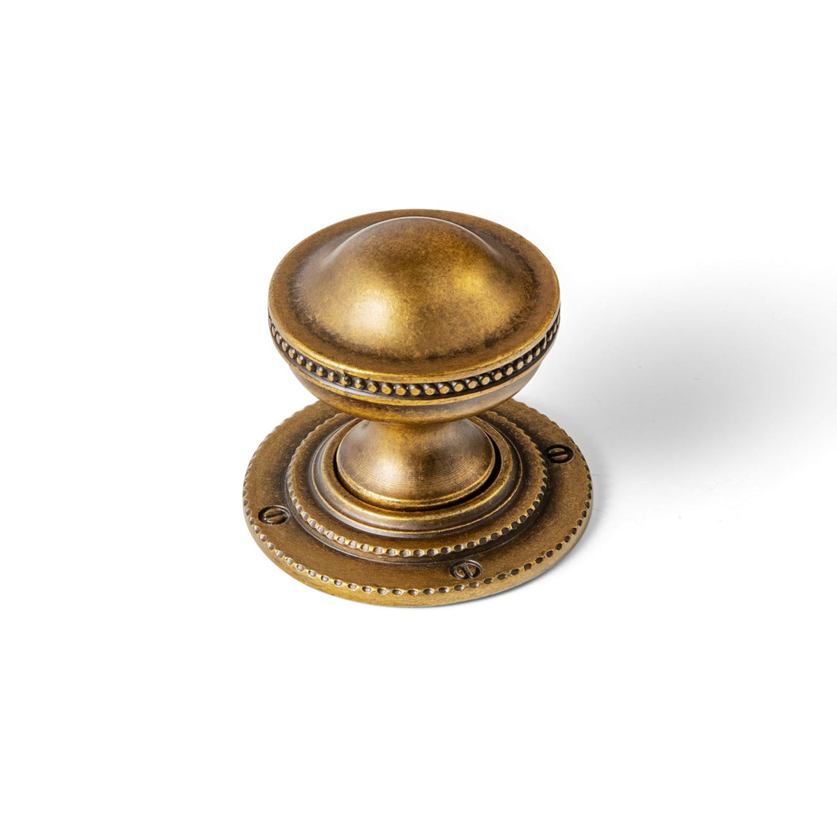 Goo-Ki Antique Brass / Knob with Back Plate A39 / 6 Pack Classic Antique Brass Cabinet Knobs with Beaded Edge Elegant Dome Drawer Knobs