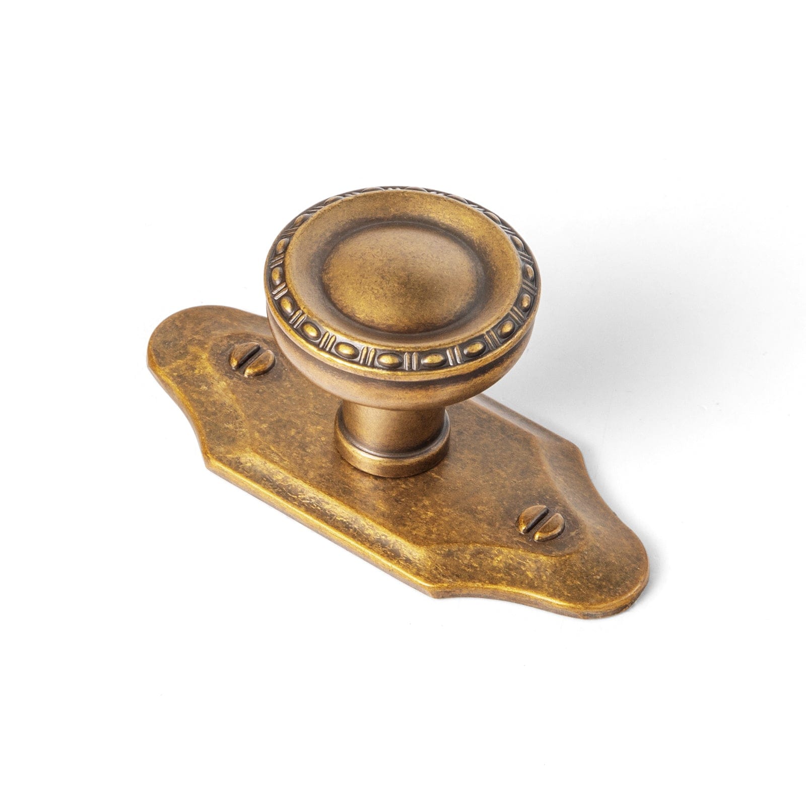 Goo-Ki Antique Brass / Knob with Back Plate G023 / 6 Pack Classic Round Cabinet Knobs Elegant Decorative Drawer Knobs with Ornate Edging