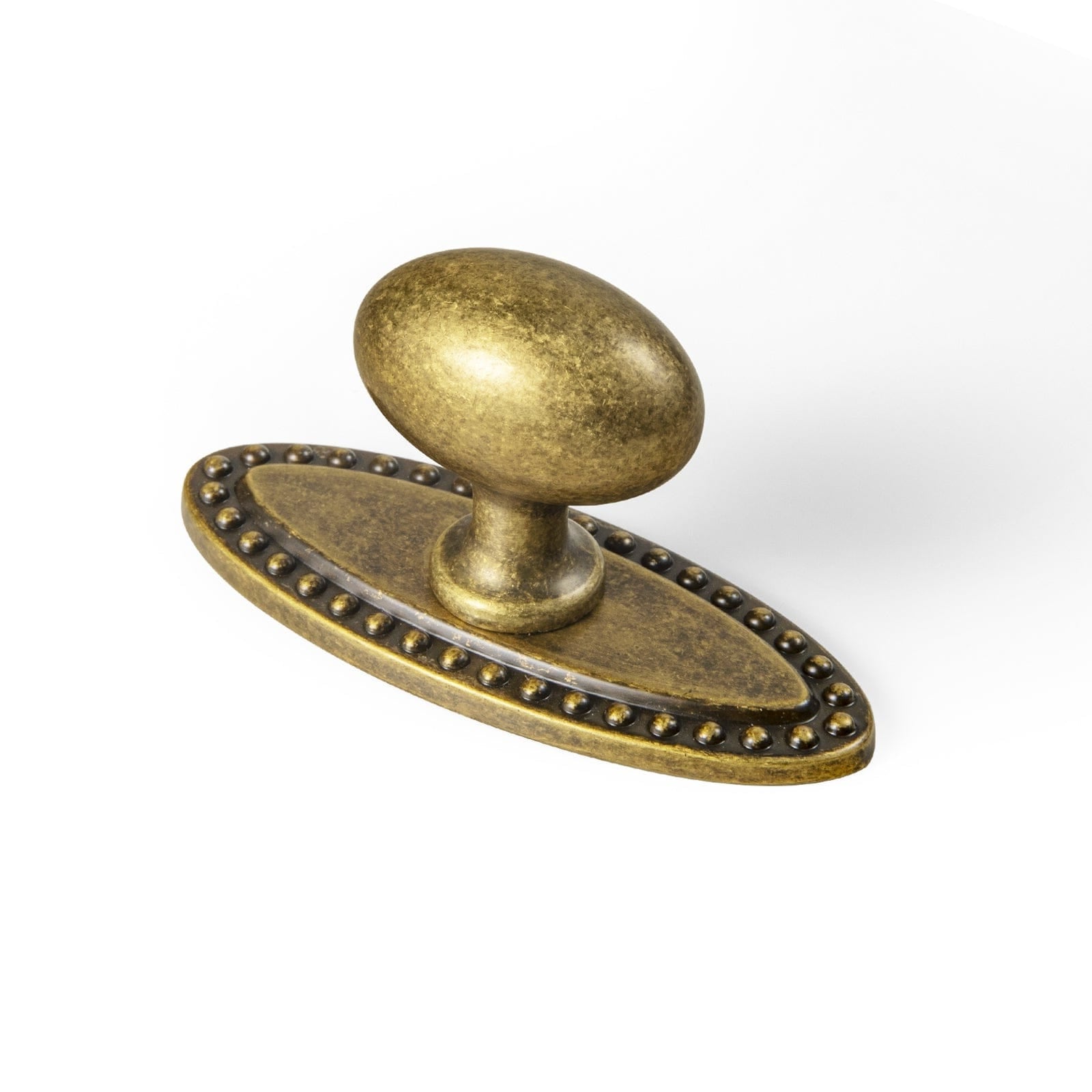 Goo-Ki Antique Brass / Knob With Oval Backplate / 6 Pack Antique Oval Cabinet Knobs Zinc Alloy 1.4 Inch Diameter Drawer Knobs