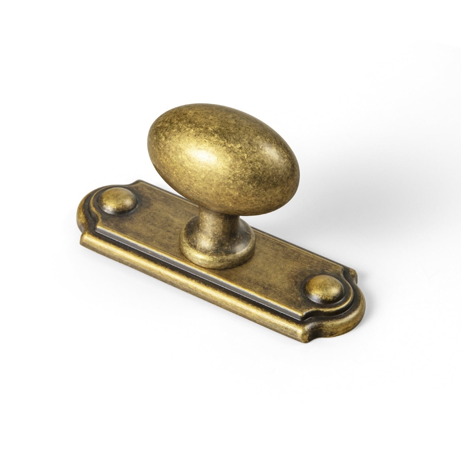 Goo-Ki Antique Brass / Knob With Rectangle Backplate / 6 Pack Antique Oval Cabinet Knobs Zinc Alloy 1.4 Inch Diameter Drawer Knobs