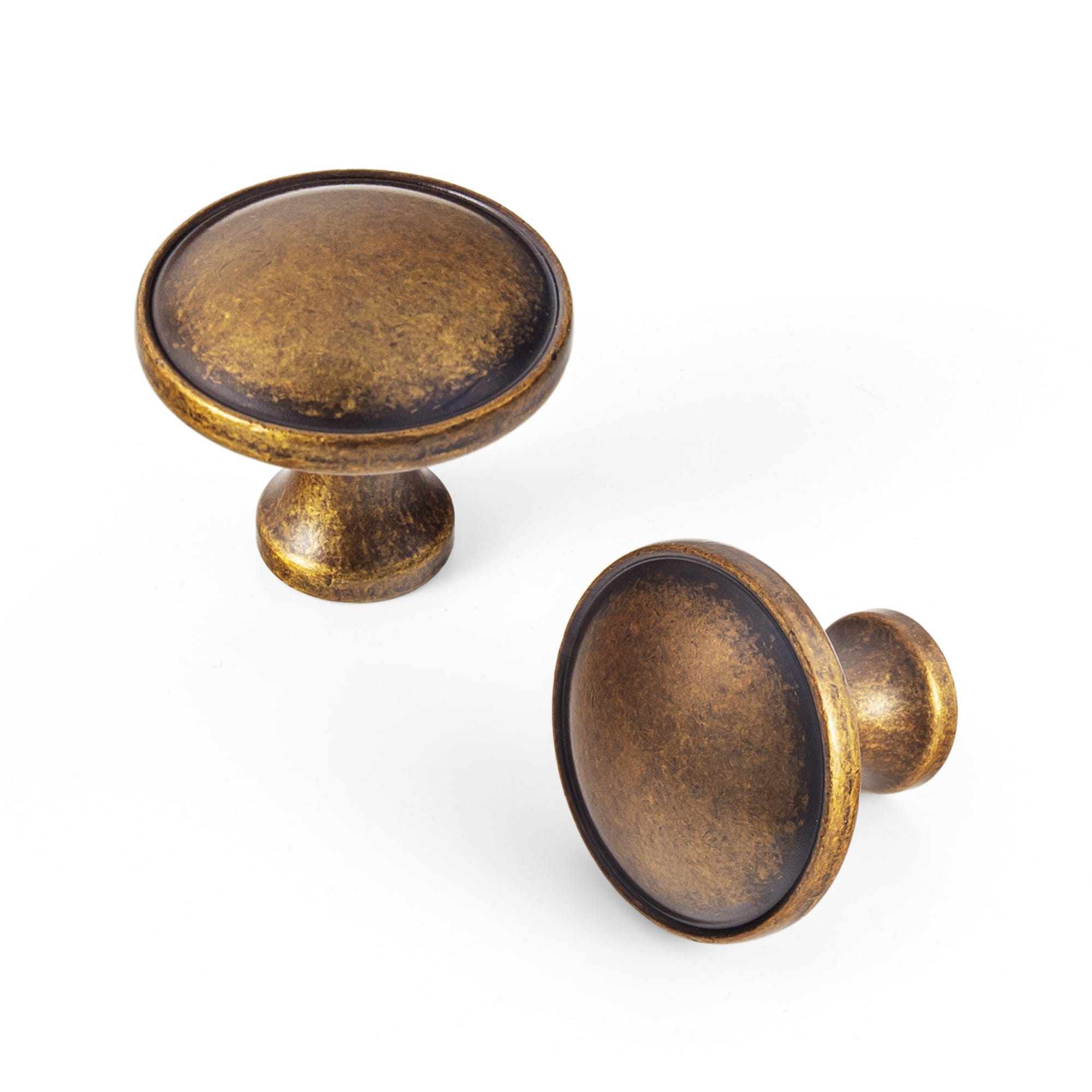 Goo-Ki Antique Brass / No Back Plate / 12 Pack Antique Brass Cabinet Knobs Zinc Alloy Round Drawer Pulls with Vintage Patina Finish Retro Furniture Hardware