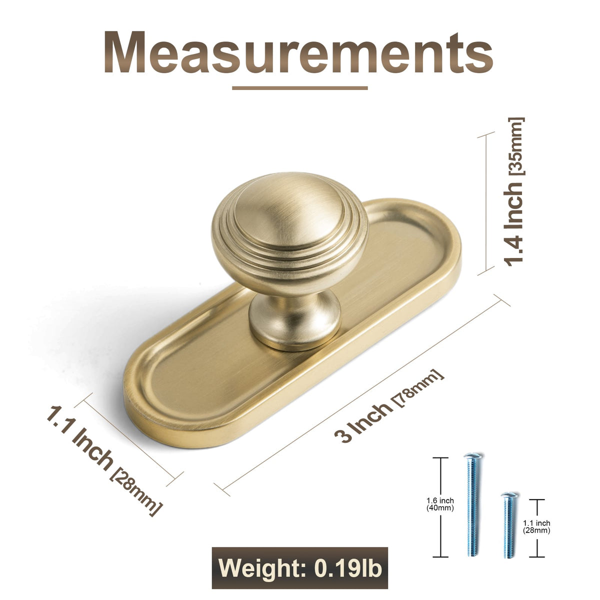 Goo-Ki Antique Brass Ribbed Mushroom Cabinet Knob Zinc Alloy Vintage Round Drawer Knob, Farmhouse Traditional Furniture Hardware