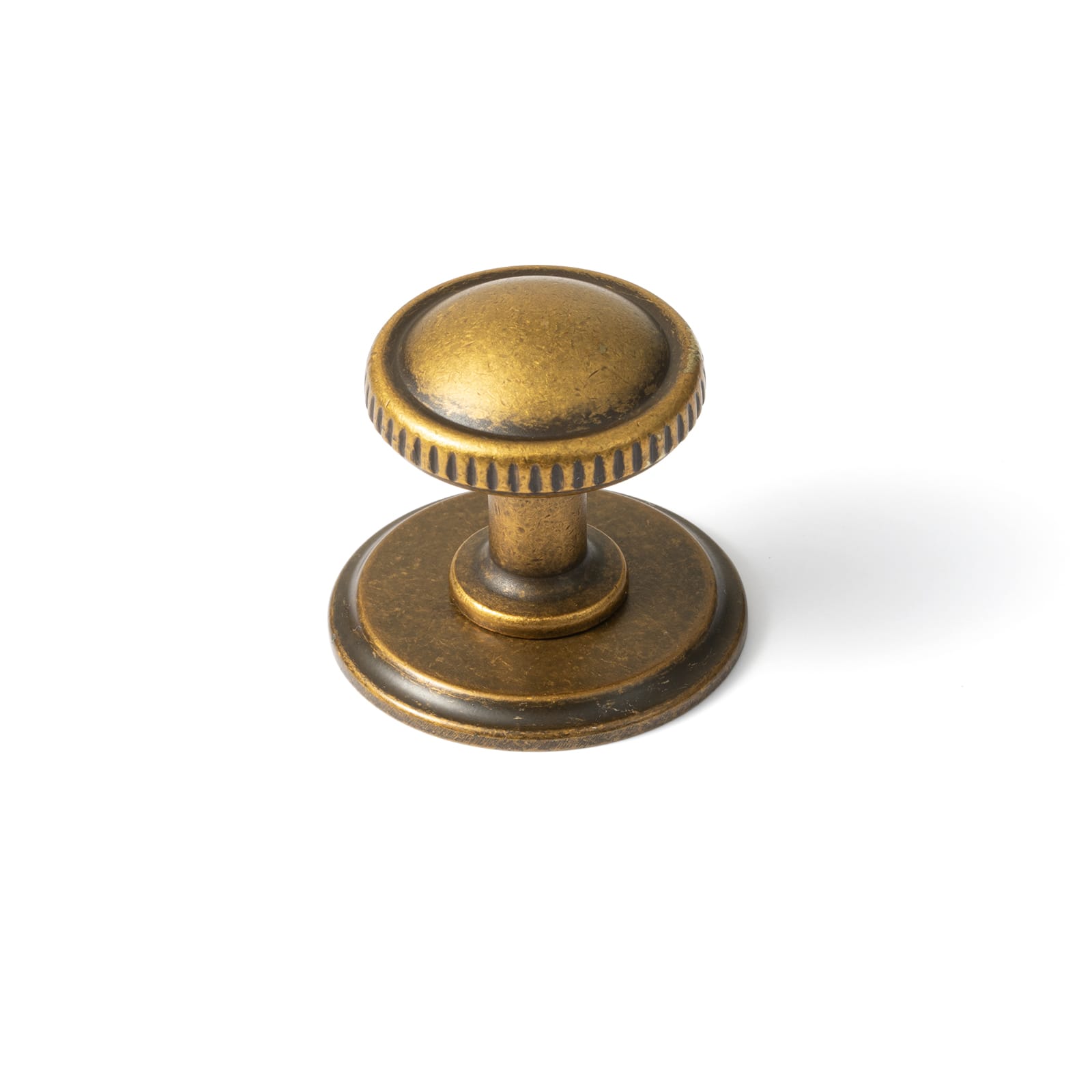 Goo-Ki Antique Brass / Round G011 / 6 Pack Knurled Rim Round Cabinet Knobs, Solid Zinc Alloy Mushroom Drawer Knob for Cabinet Doors, Chest of Drawers
