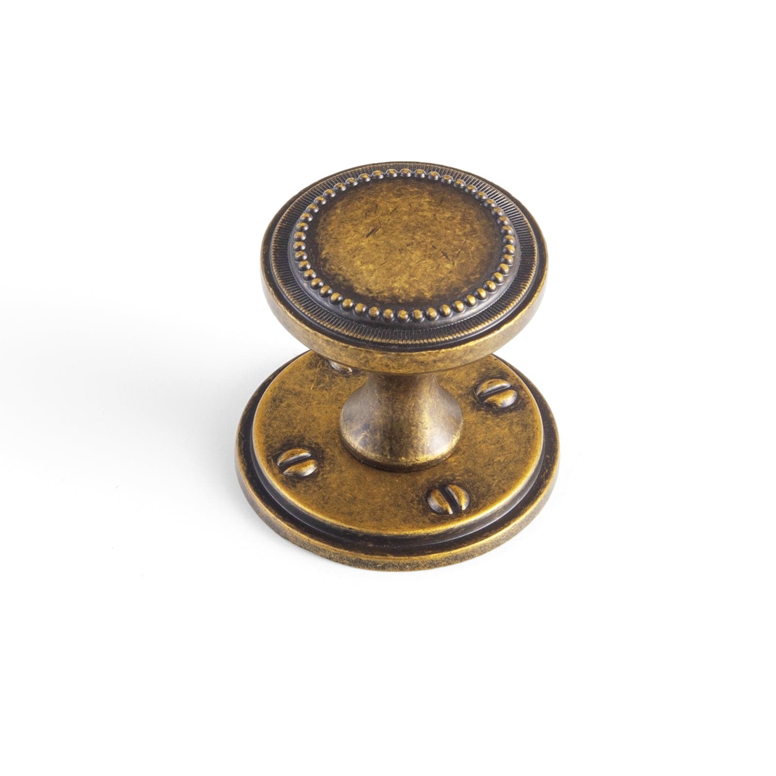 Goo-Ki Antique Brass / Round G015 / 6 Pack Antique Brass Zinc Alloy Cabinet Knob with Delicate Decorative Back Plate Set