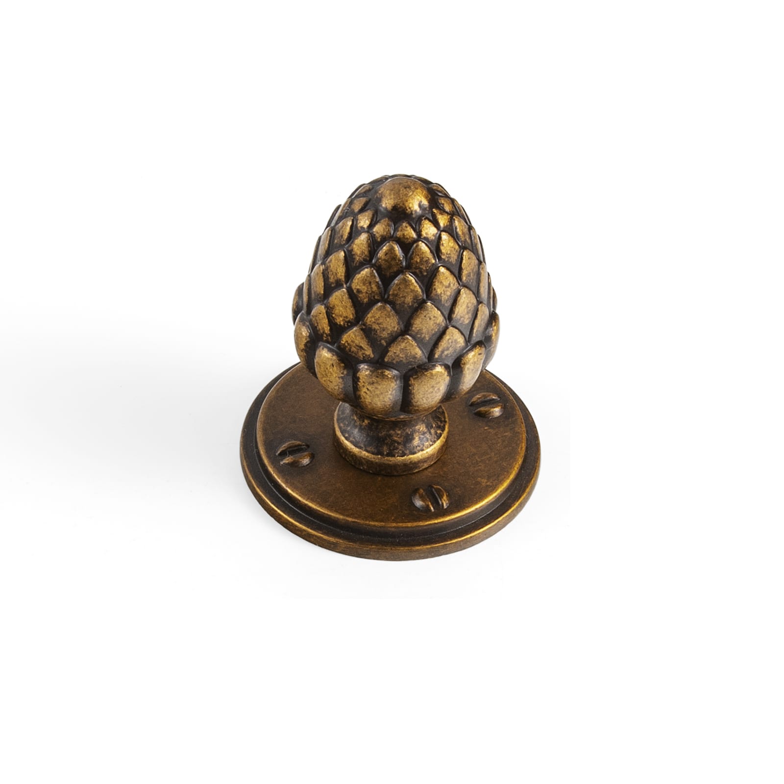 Goo-Ki Antique Brass / Round G015 / 6 Pack Pinecone-Shaped Cabinet Knobs Premium Zinc Alloy Decorative Drawer Knobs with Multiple Styles of Round Backplates