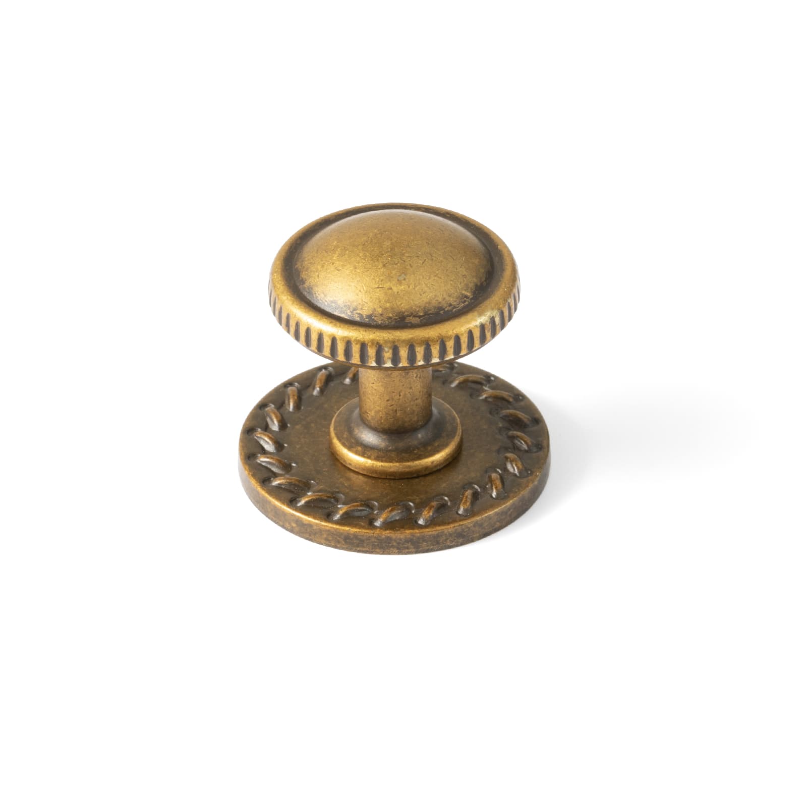 Goo-Ki Antique Brass / Round G016 / 6 Pack Knurled Rim Round Cabinet Knobs, Solid Zinc Alloy Mushroom Drawer Knob for Cabinet Doors, Chest of Drawers