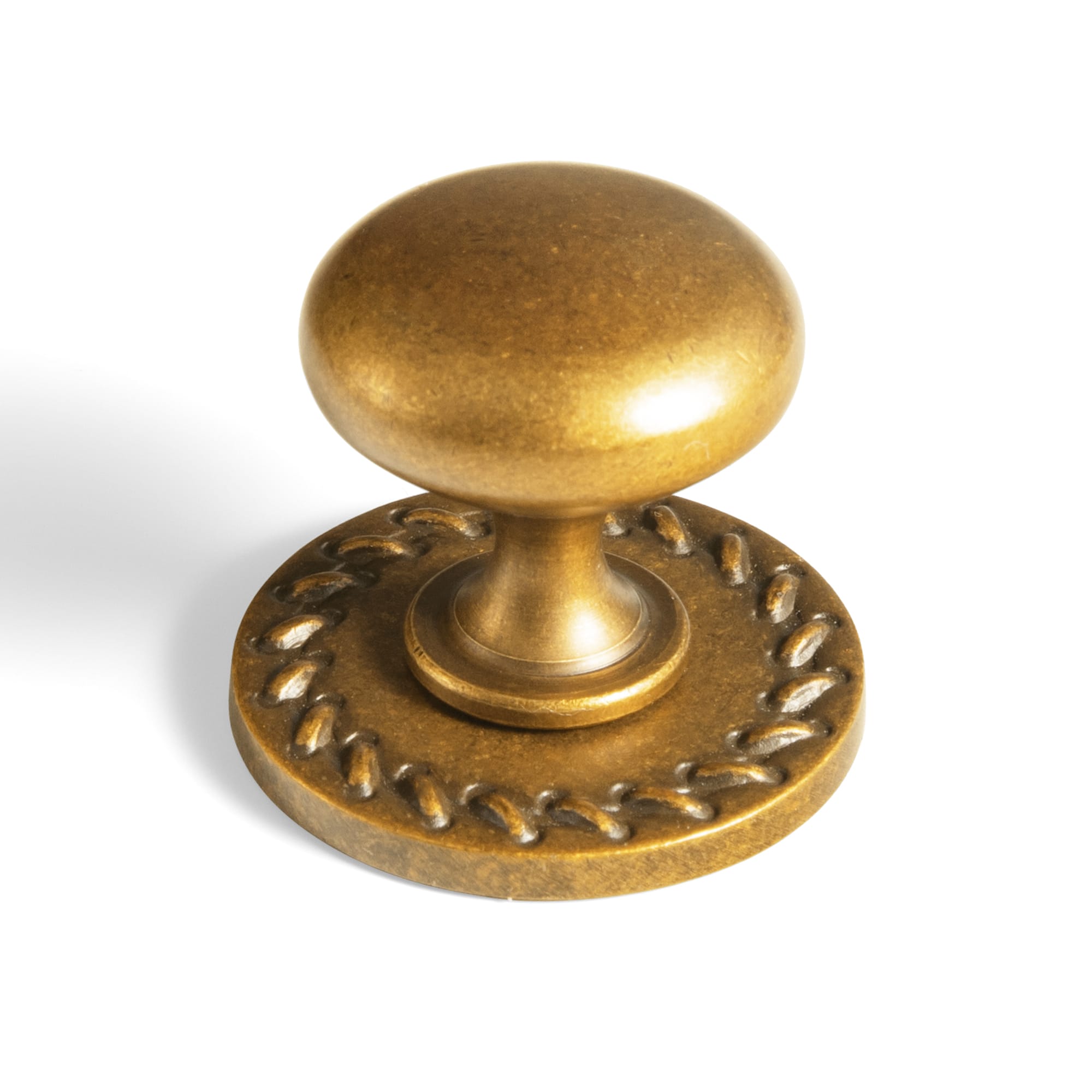 Goo-Ki Antique Brass / Round G016 / Standard 6 Pack Antique Brass Zinc Alloy Cabinet Knob with Back Plate Single Hole Center Cabinet Hardware for Bedroom Kitchen