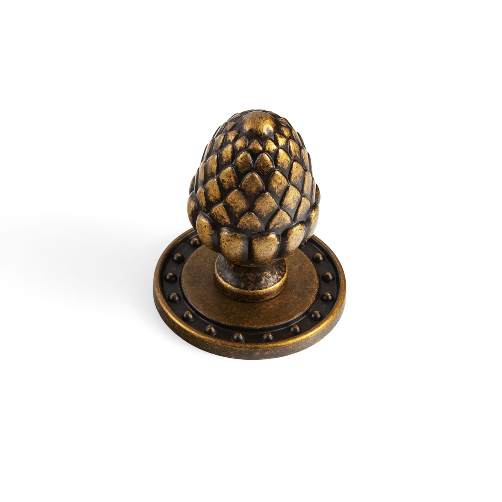 Goo-Ki Antique Brass / Round G018 / 6 Pack Pinecone-Shaped Cabinet Knobs Premium Zinc Alloy Decorative Drawer Knobs with Multiple Styles of Round Backplates