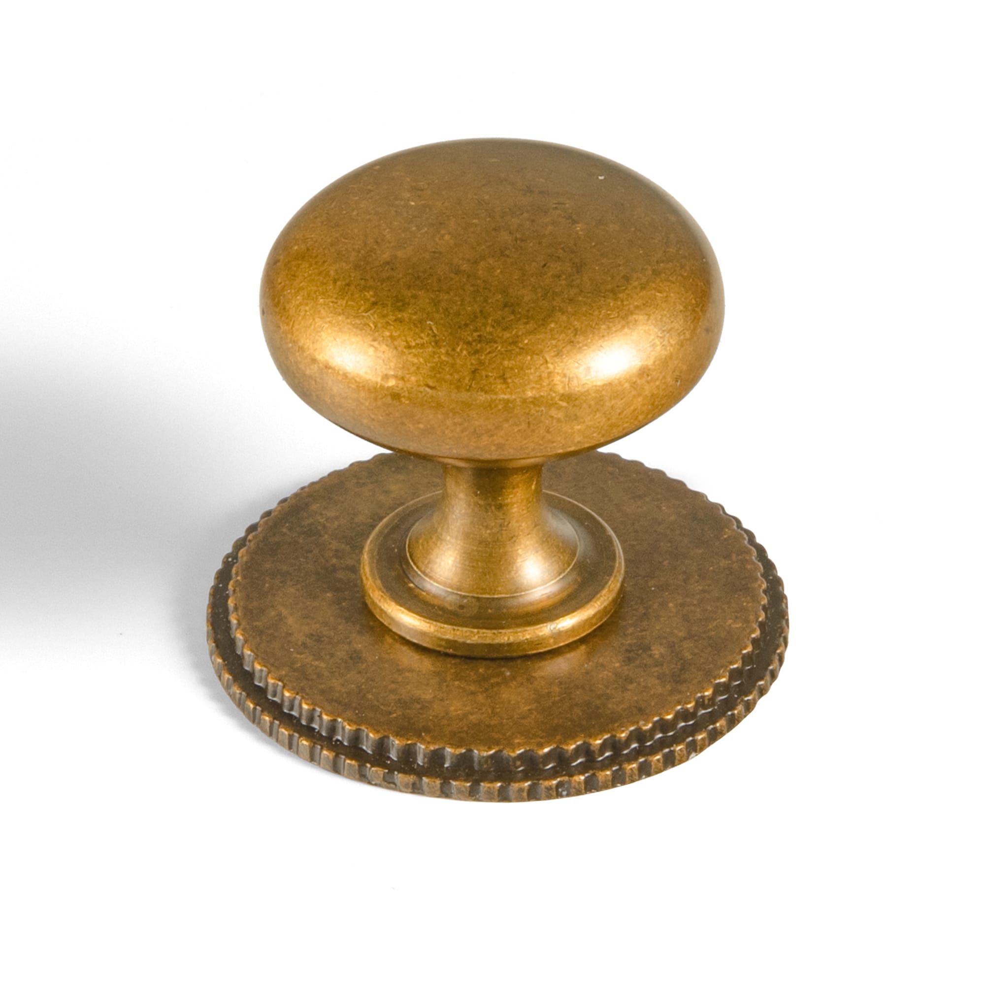 Goo-Ki Antique Brass / Round G019 / Standard 6 Pack Antique Brass Zinc Alloy Cabinet Knob with Back Plate Single Hole Center Cabinet Hardware for Bedroom Kitchen