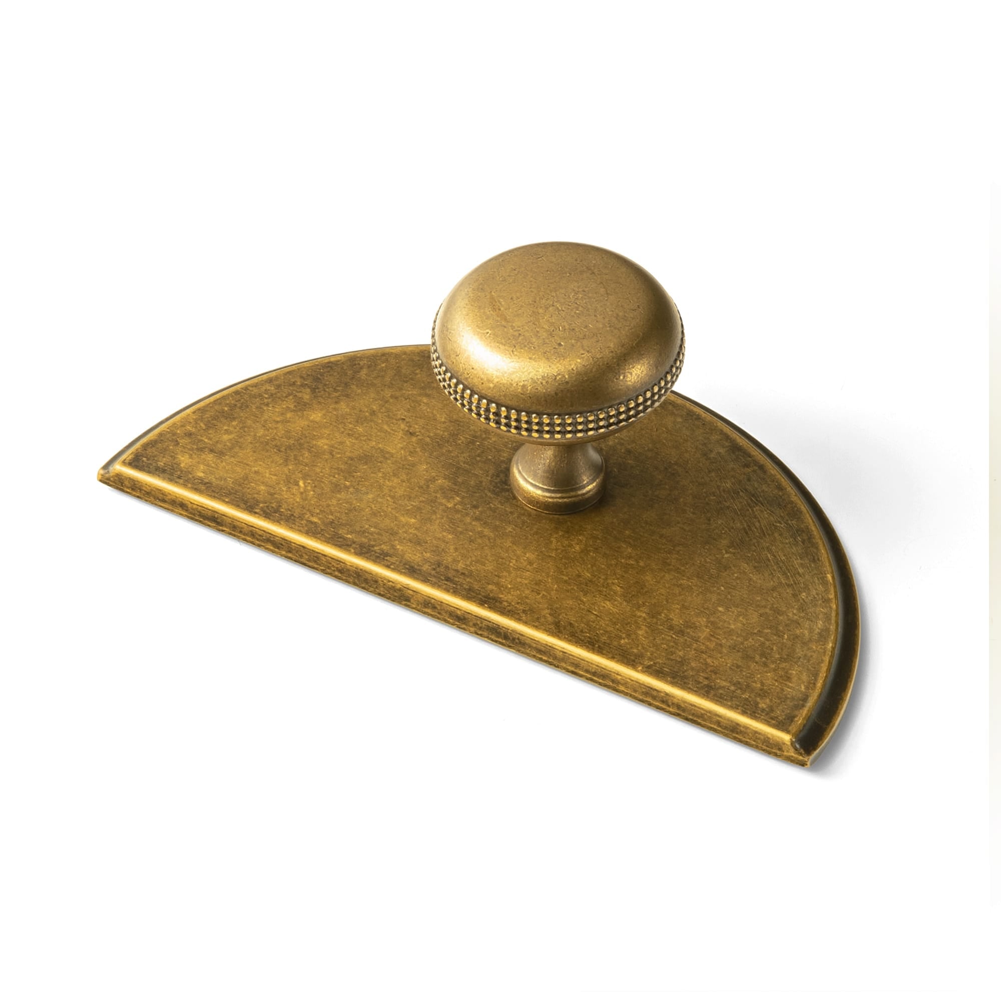 Goo-Ki Antique Brass / Semicircle G011 / 2 Pack Farmhouse Rustic Round Cabinet Knobs Decorative Cabinet Knobs with Beaded Detailing