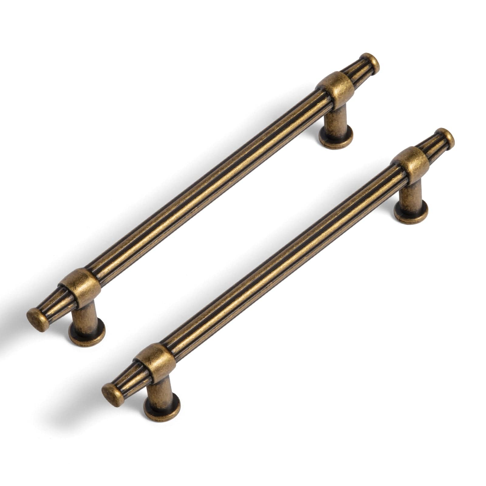 Goo-Ki Antique Brass - Small New / 5'' Hole Center / 6 Pack American Retro Style Drawer Bar Pulls Antique Cabinet Pulls