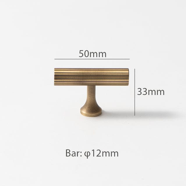 Goo-Ki Antique Brass / T Knob Antique Brass Cabinet Handles Linear Knurled Solid Brass Drawer Knobs 1 Pcs