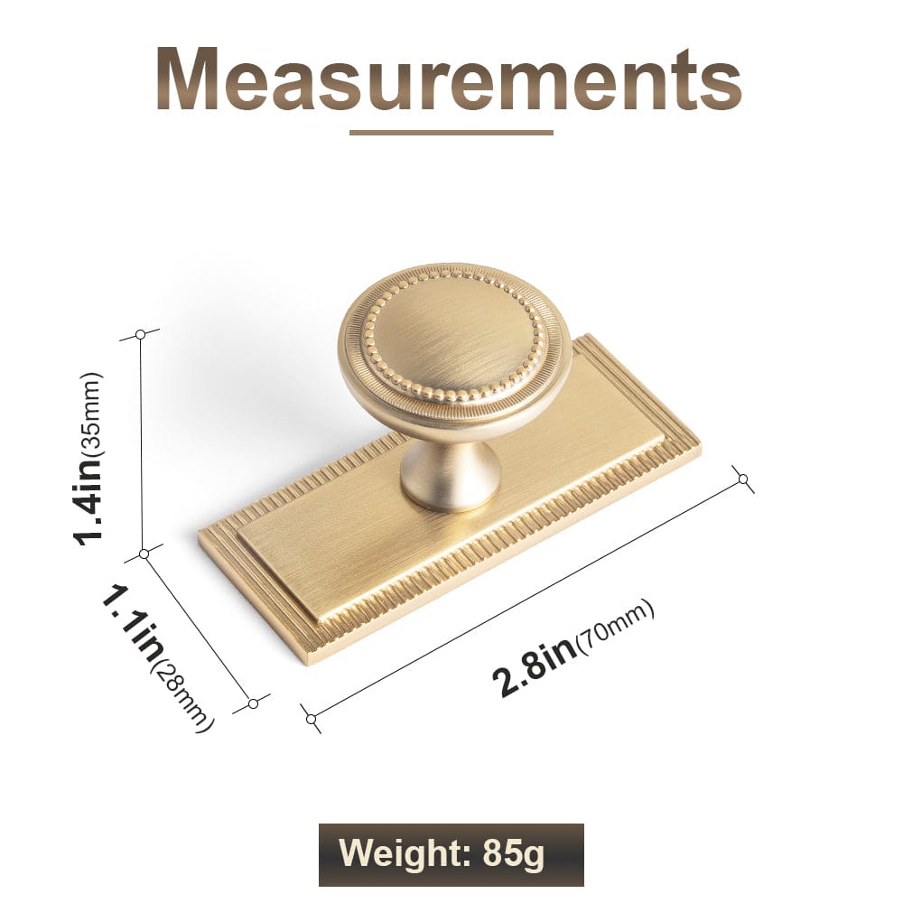 Goo-Ki Antique Brass Zinc Alloy Cabinet Knob with Delicate Decorative Back Plate Set