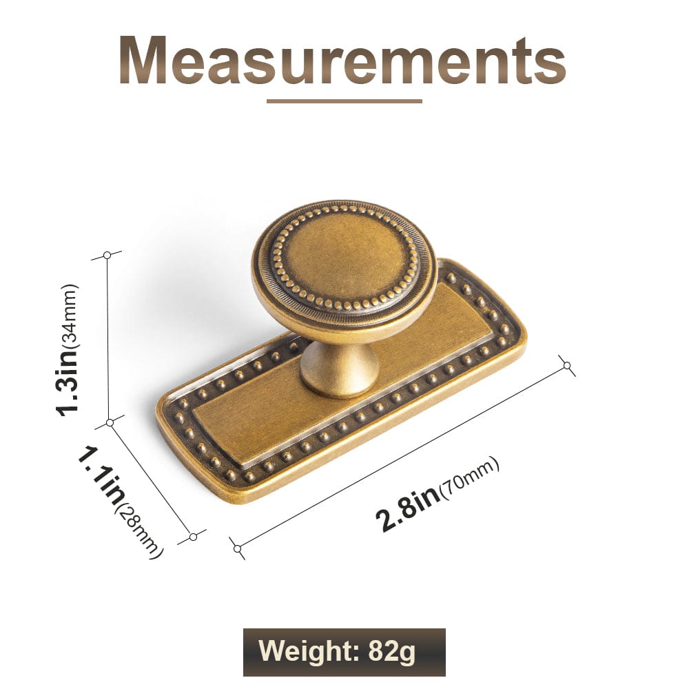 Goo-Ki Antique Brass Zinc Alloy Cabinet Knob with Delicate Decorative Back Plate Set