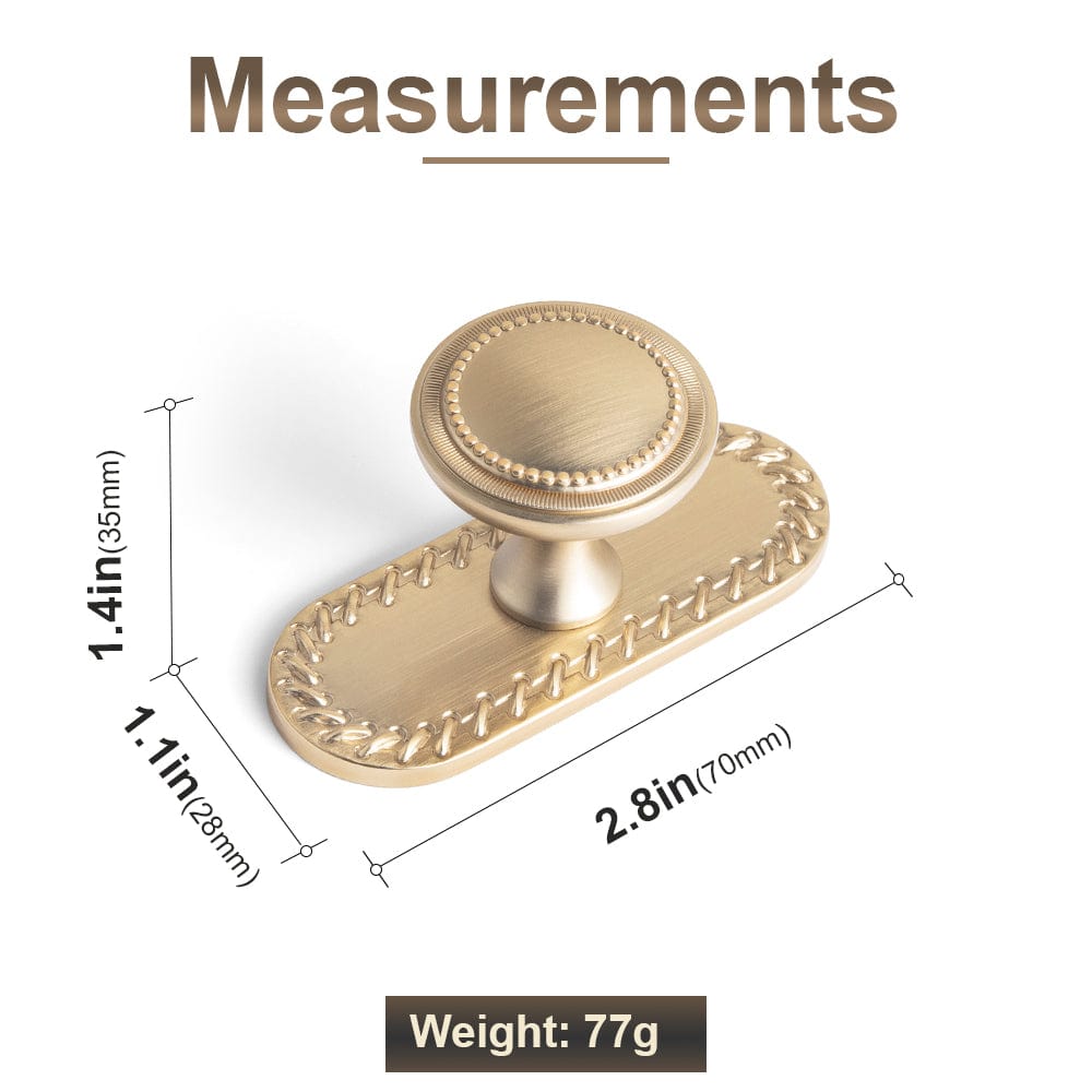 Goo-Ki Antique Brass Zinc Alloy Cabinet Knob with Delicate Decorative Back Plate Set