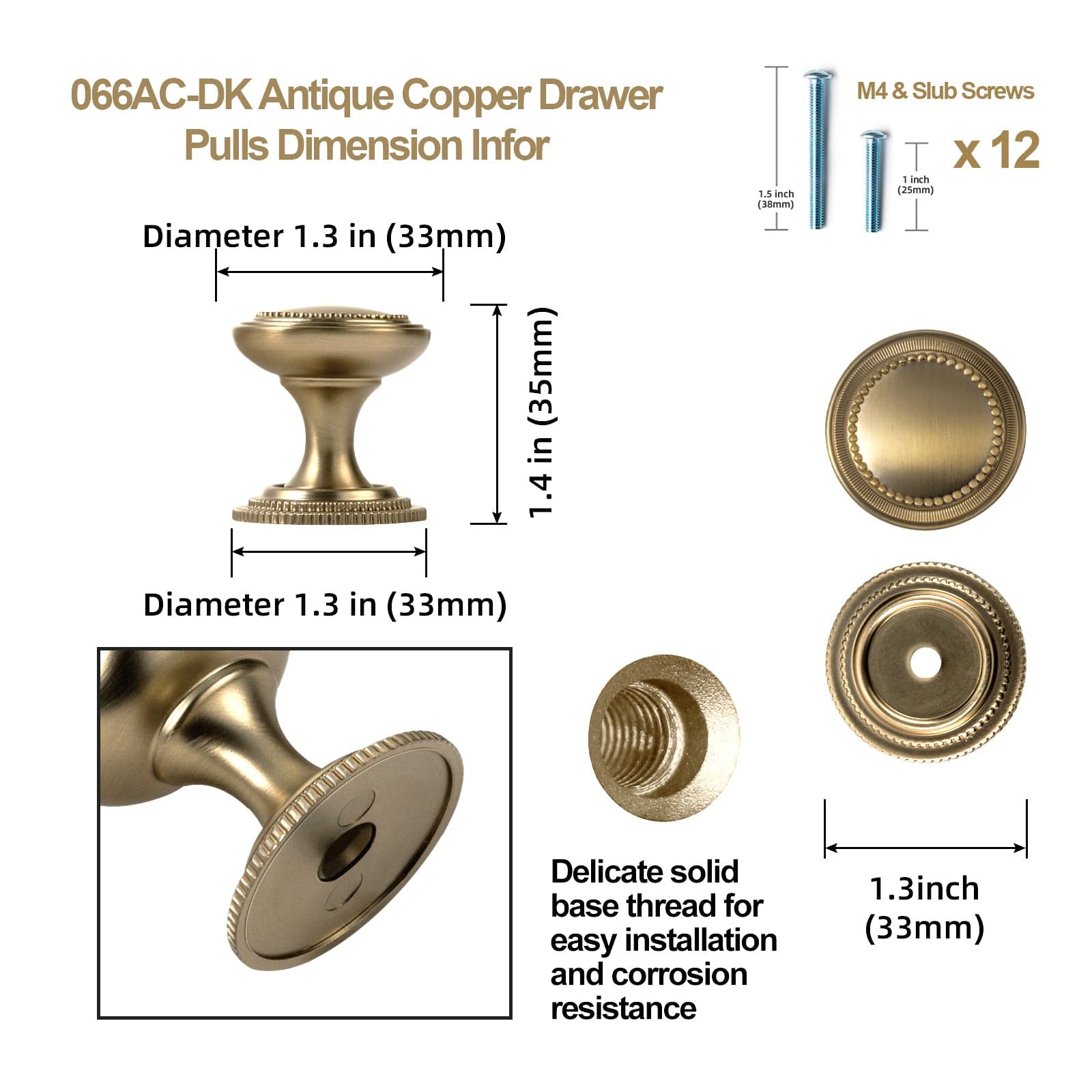Goo-Ki Antique Brass Zinc Alloy Cabinet Knob with Delicate Decorative Back Plate Set