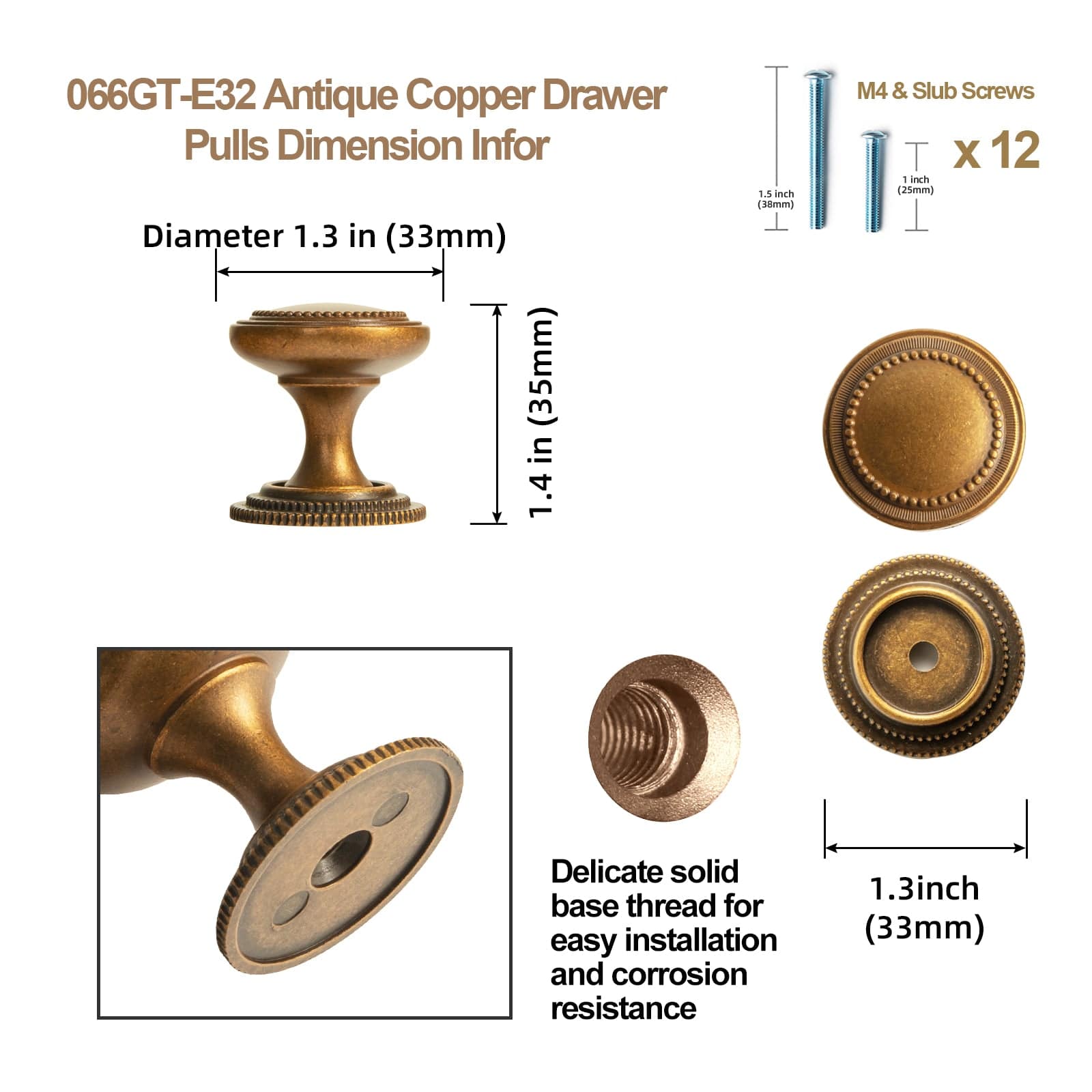 Goo-Ki Antique Brass Zinc Alloy Cabinet Knob with Delicate Decorative Back Plate Set