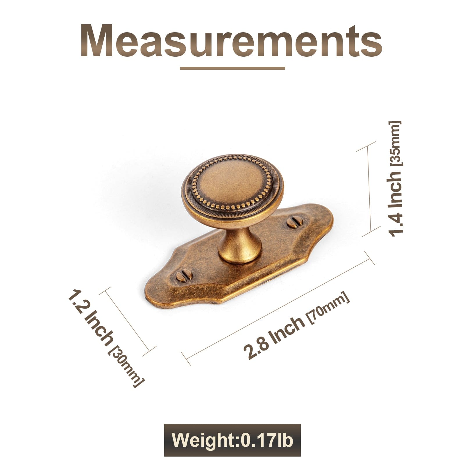 Goo-Ki Antique Brass Zinc Alloy Cabinet Knob with Delicate Decorative Back Plate Set