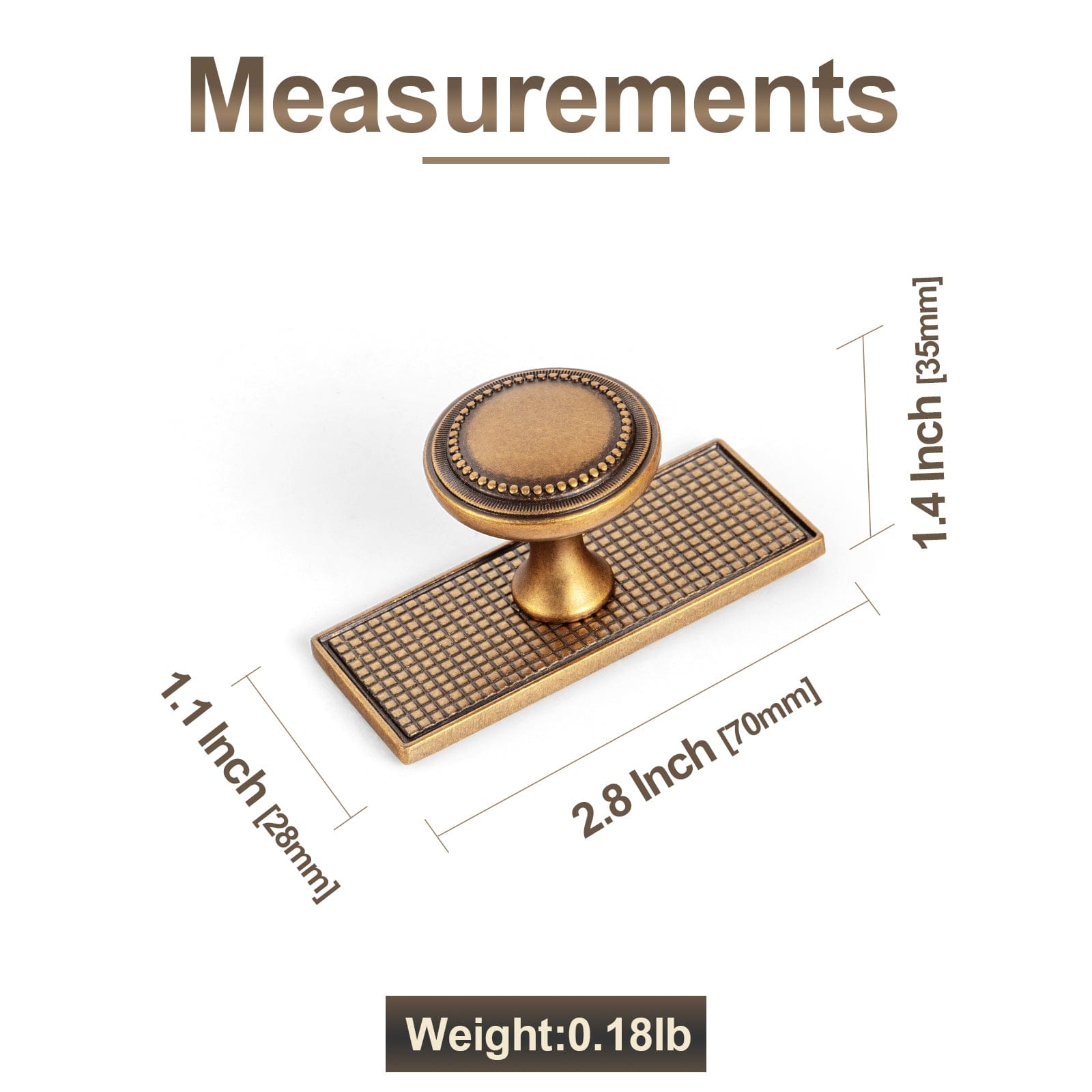 Goo-Ki Antique Brass Zinc Alloy Cabinet Knob with Delicate Decorative Back Plate Set