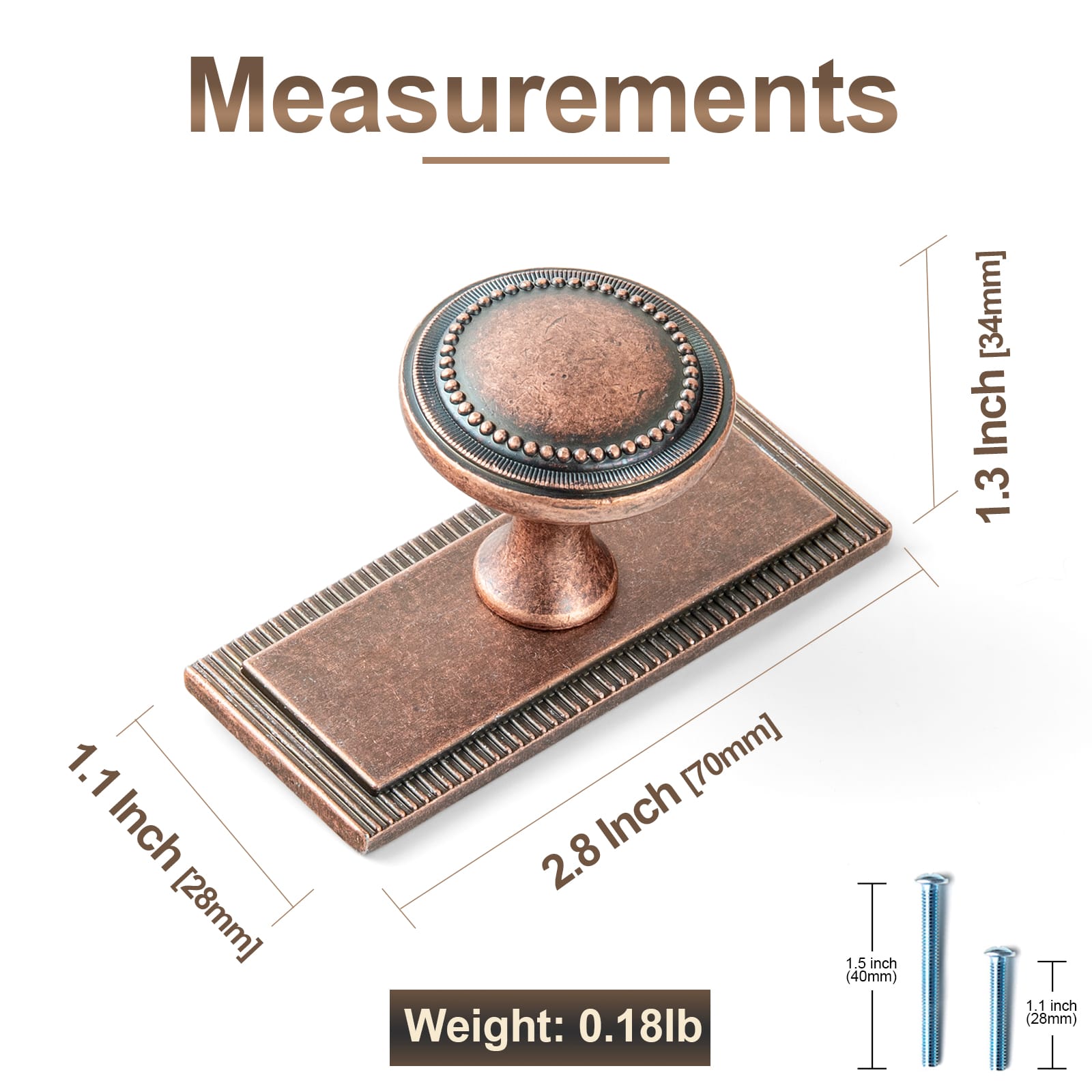 Goo-Ki Antique Brass Zinc Alloy Cabinet Knob with Delicate Decorative Back Plate Set