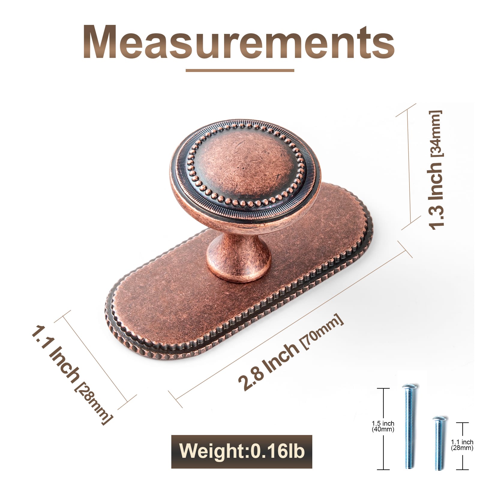 Goo-Ki Antique Brass Zinc Alloy Cabinet Knob with Delicate Decorative Back Plate Set