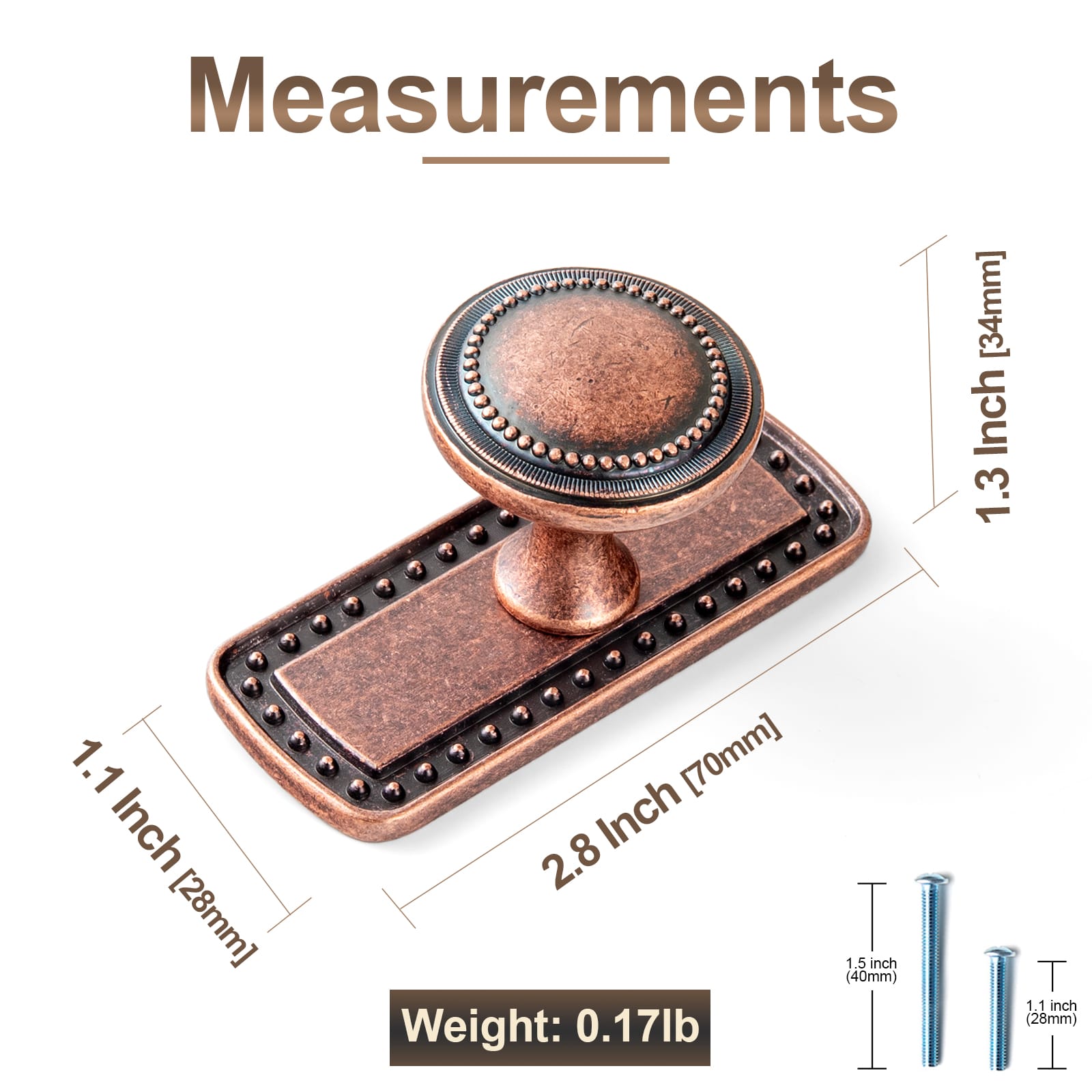 Goo-Ki Antique Brass Zinc Alloy Cabinet Knob with Delicate Decorative Back Plate Set