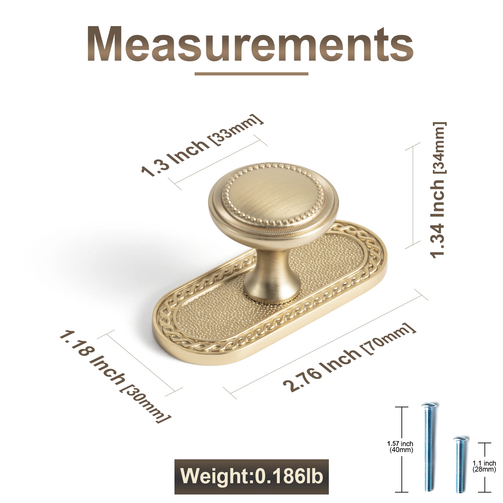 Goo-Ki Antique Brass Zinc Alloy Cabinet Knob with Delicate Decorative Back Plate Set