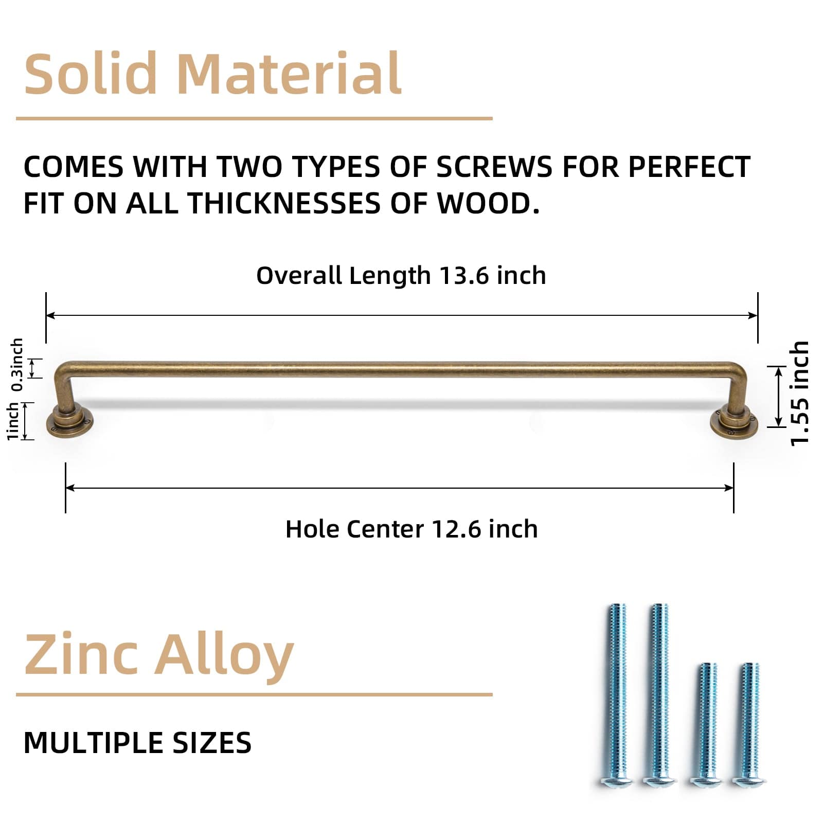 Goo-Ki Antique Brass Zinc Alloy Kitchen Drawer Pulls Bar Pull With Back Plate