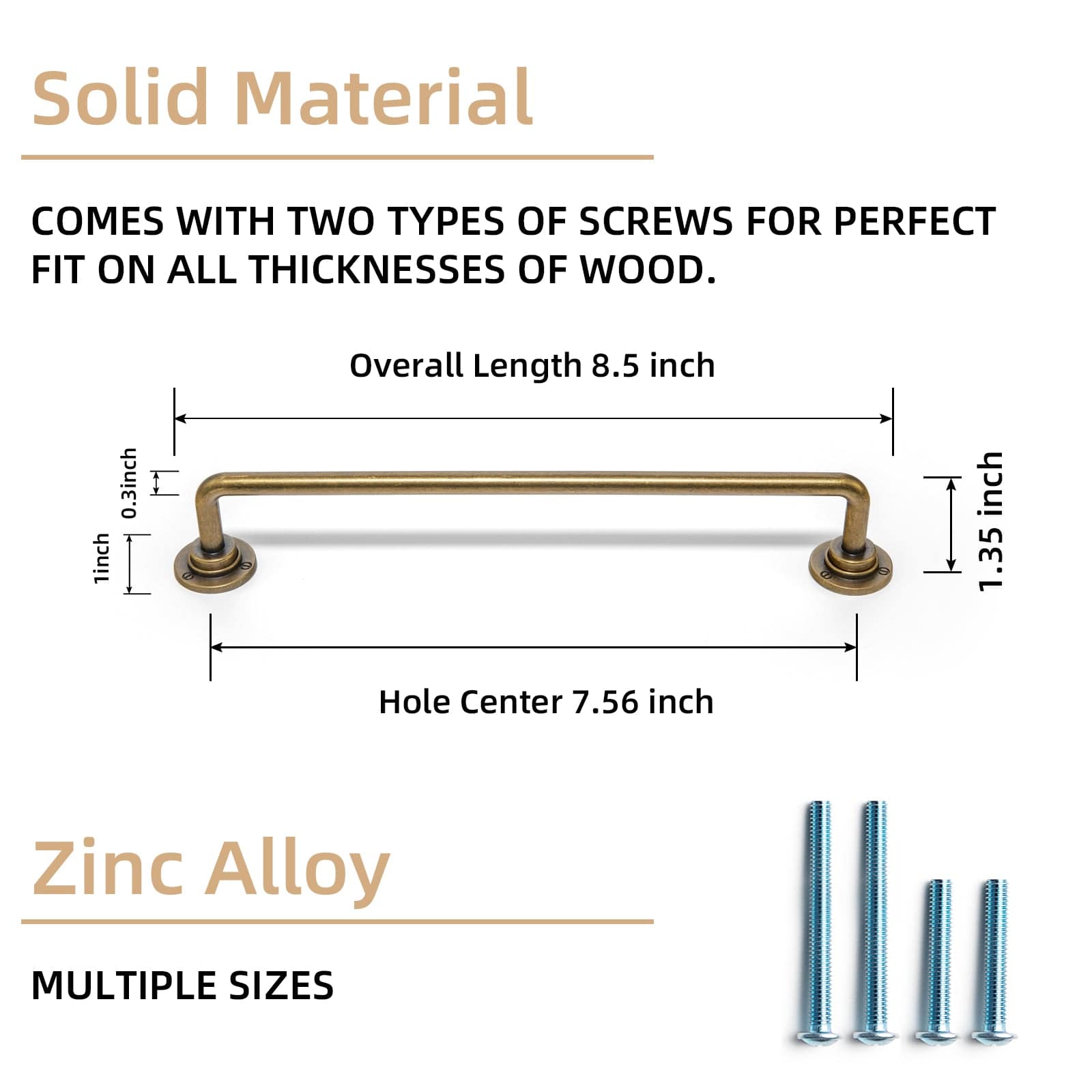 Goo-Ki Antique Brass Zinc Alloy Kitchen Drawer Pulls Bar Pull With Back Plate