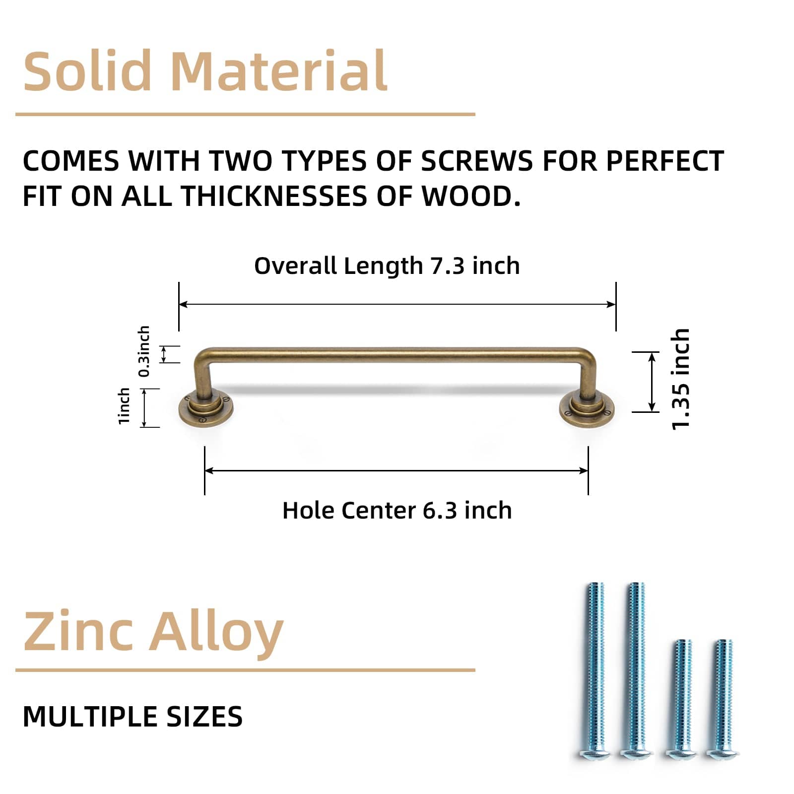 Goo-Ki Antique Brass Zinc Alloy Kitchen Drawer Pulls Bar Pull With Back Plate